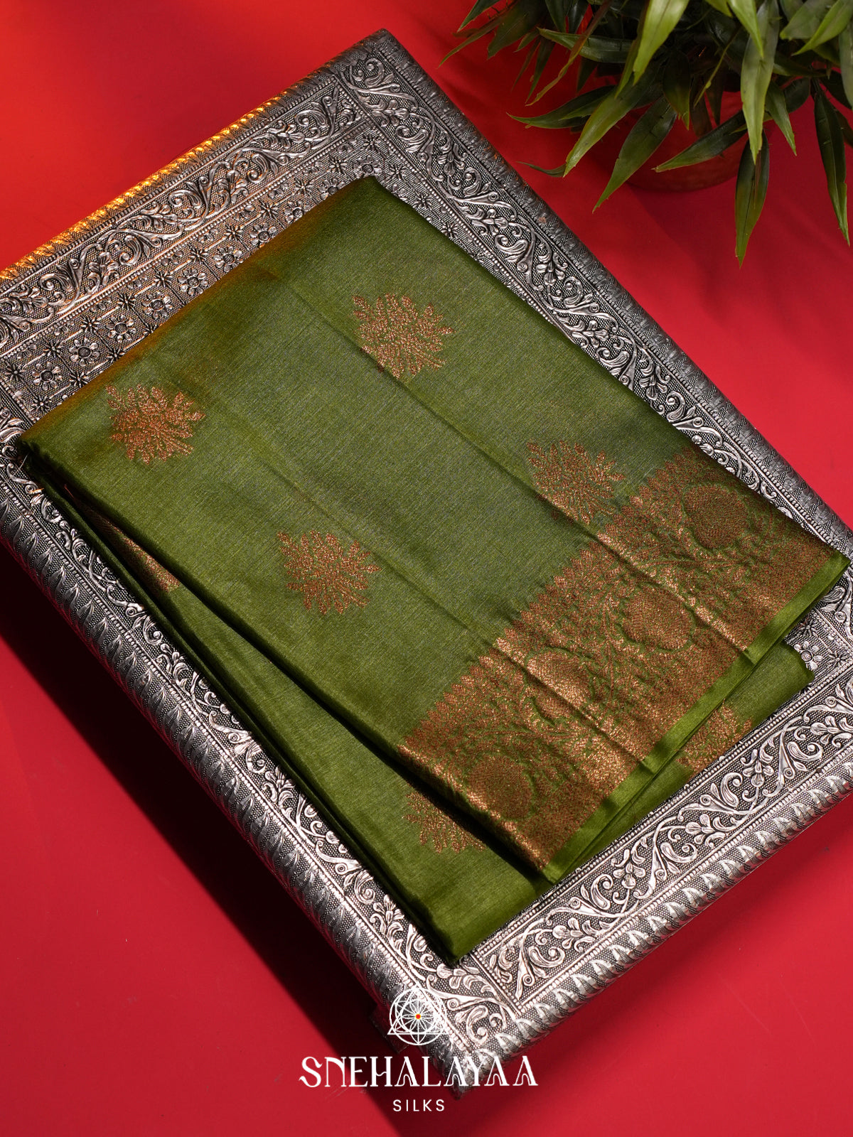 Mehandi Green Tussar Saree