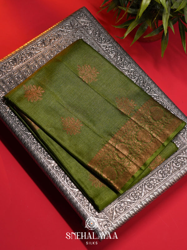 Mehandi Green Tussar Saree