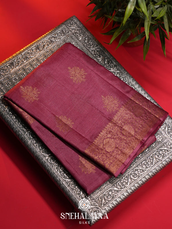 Mauve Pink Tussar Saree