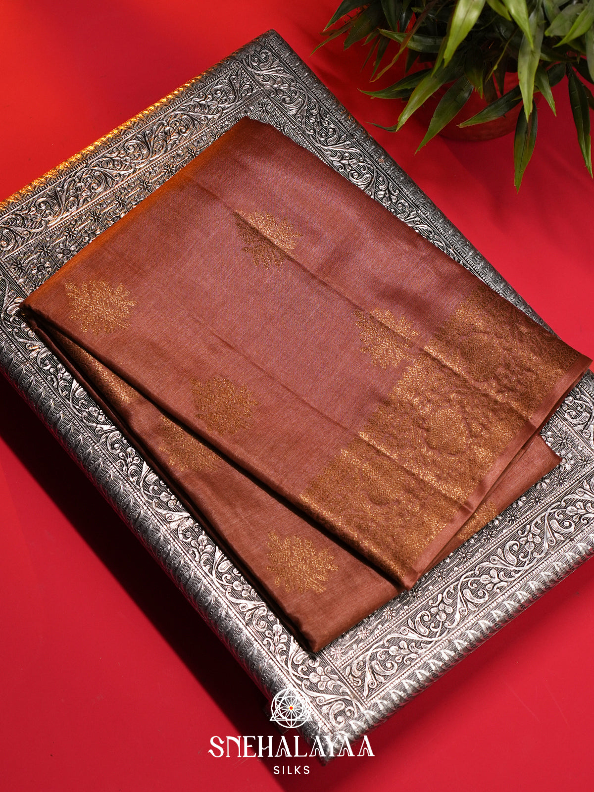 Coral Pink Tussar Saree