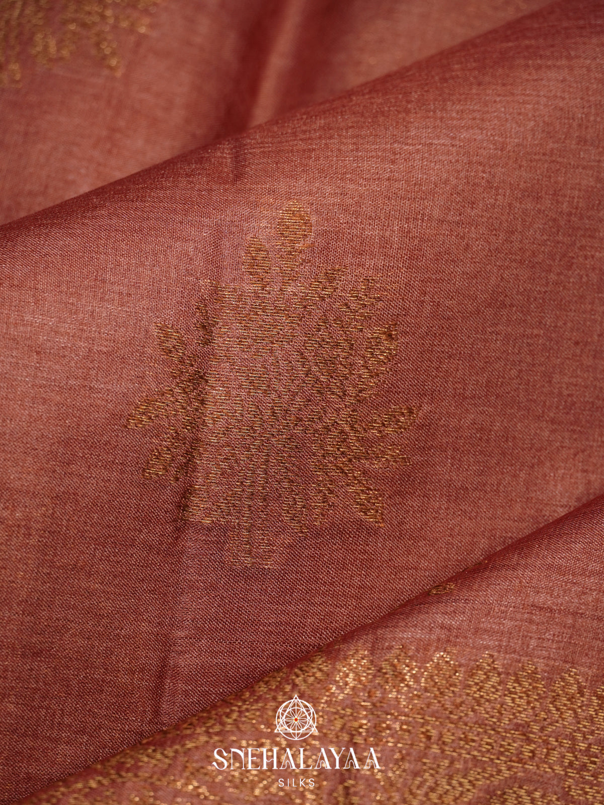 Coral Pink Tussar Saree
