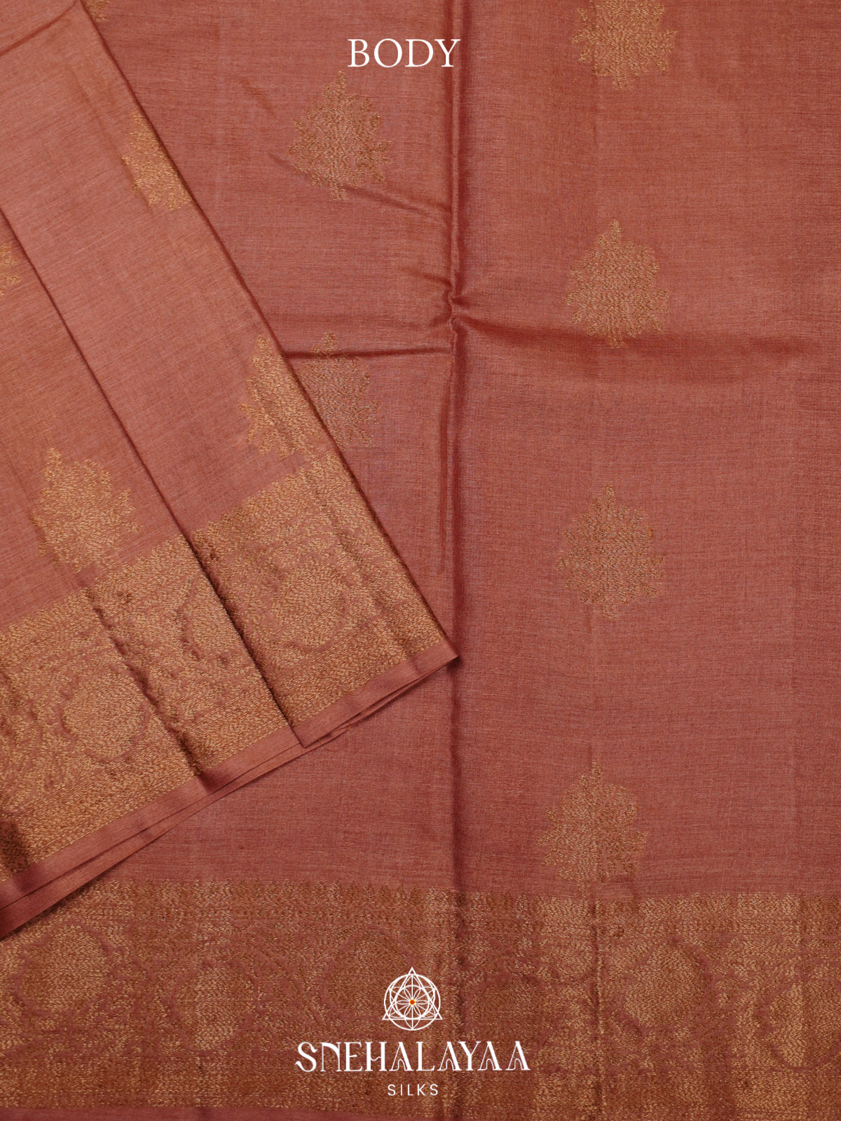 Coral Pink Tussar Saree