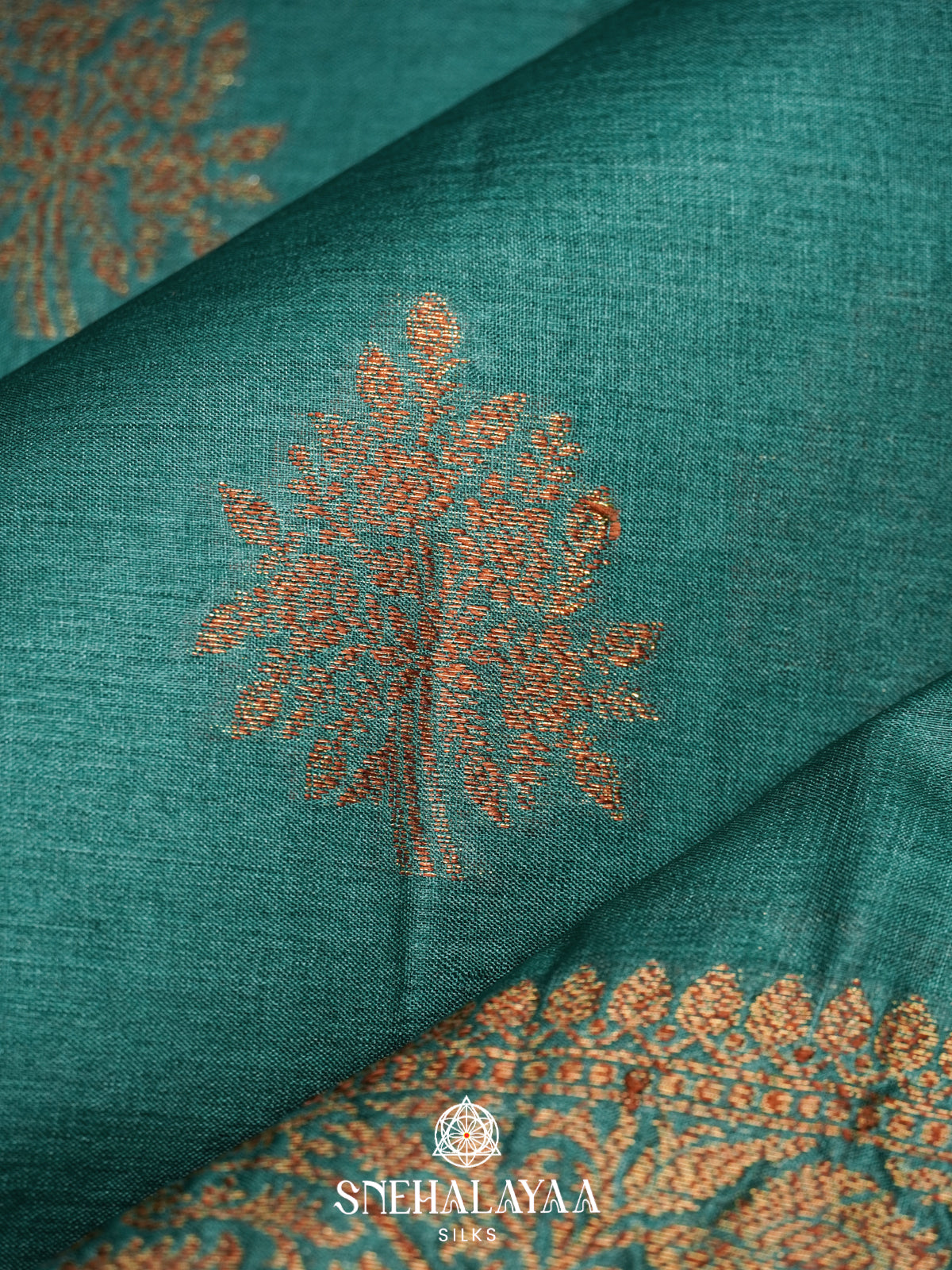 Teal Green Tussar Saree
