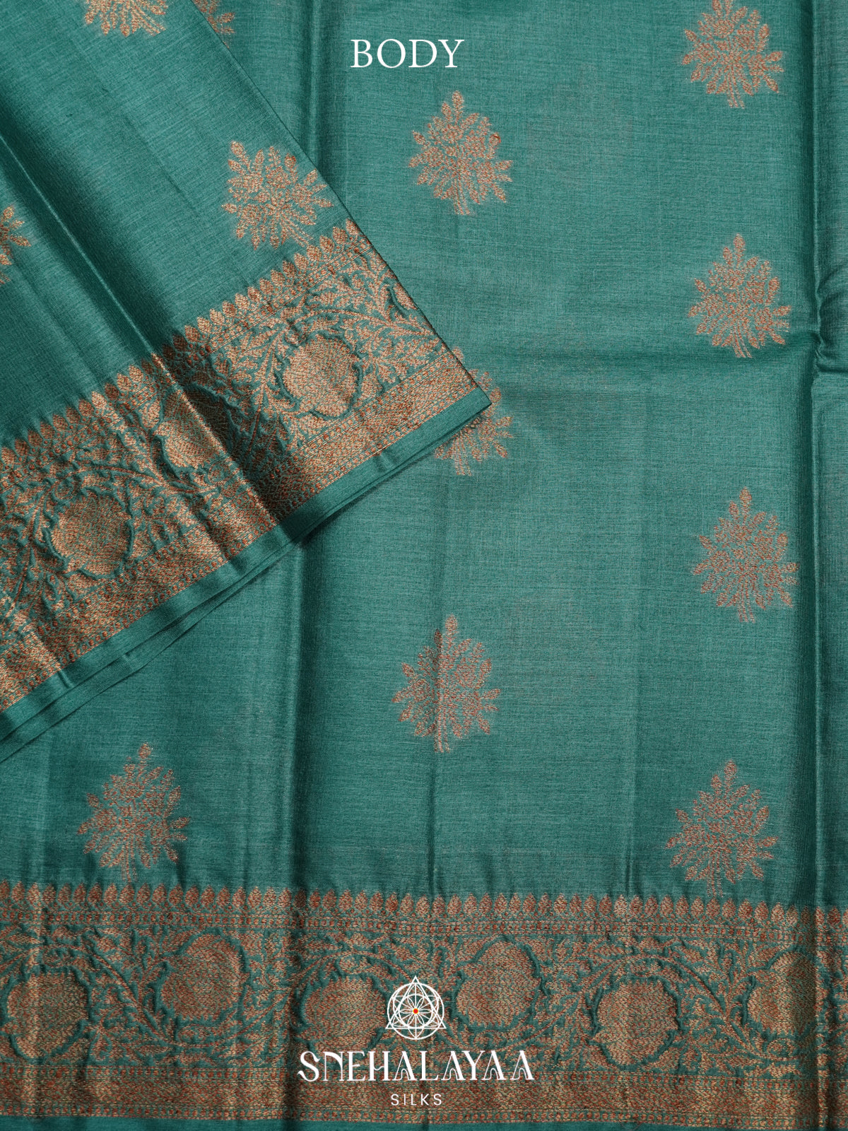 Teal Green Tussar Saree