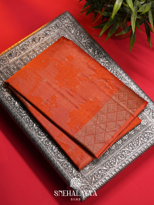 Orange Tussar Saree
