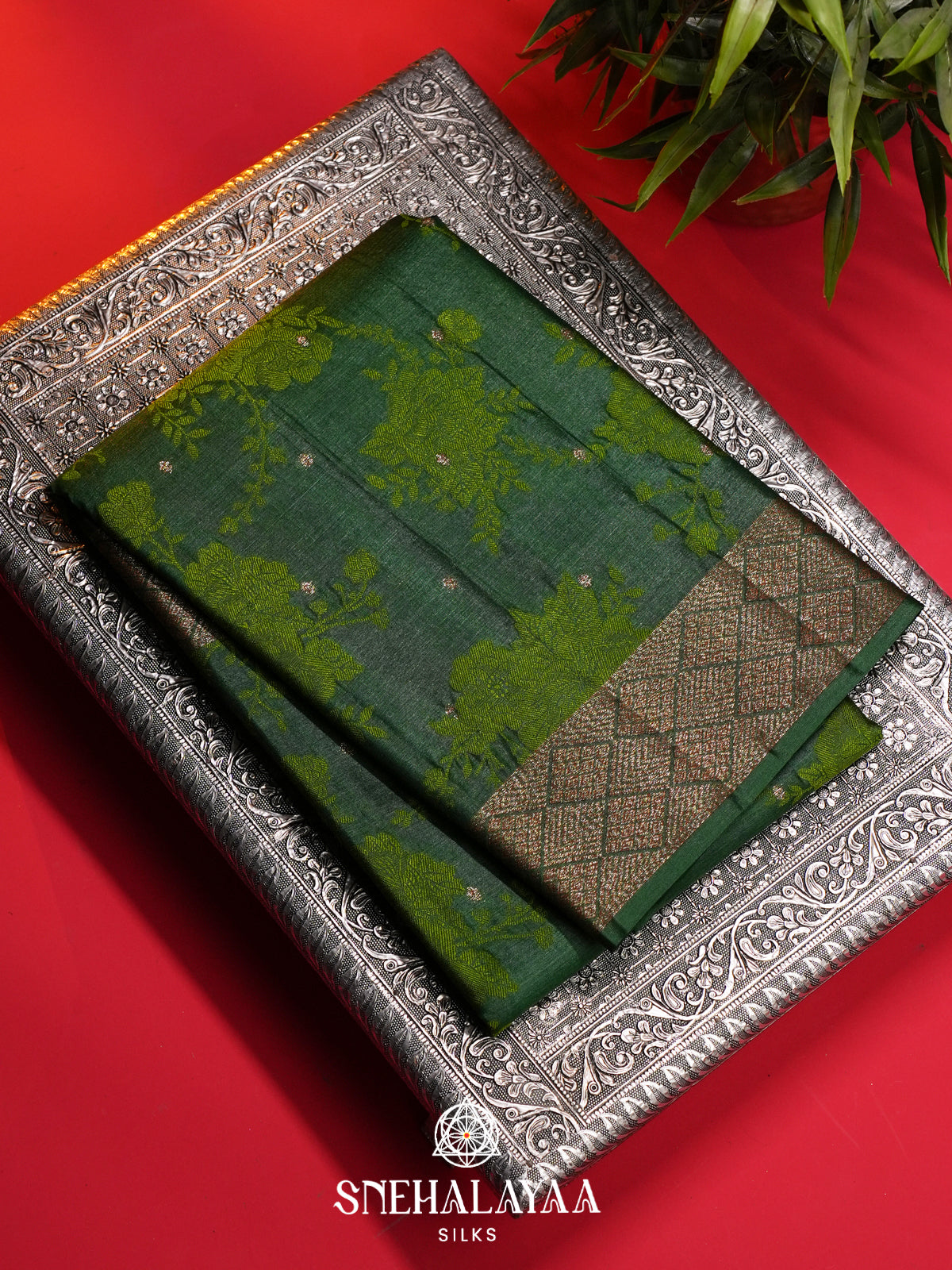 Forest Green Tussar Saree