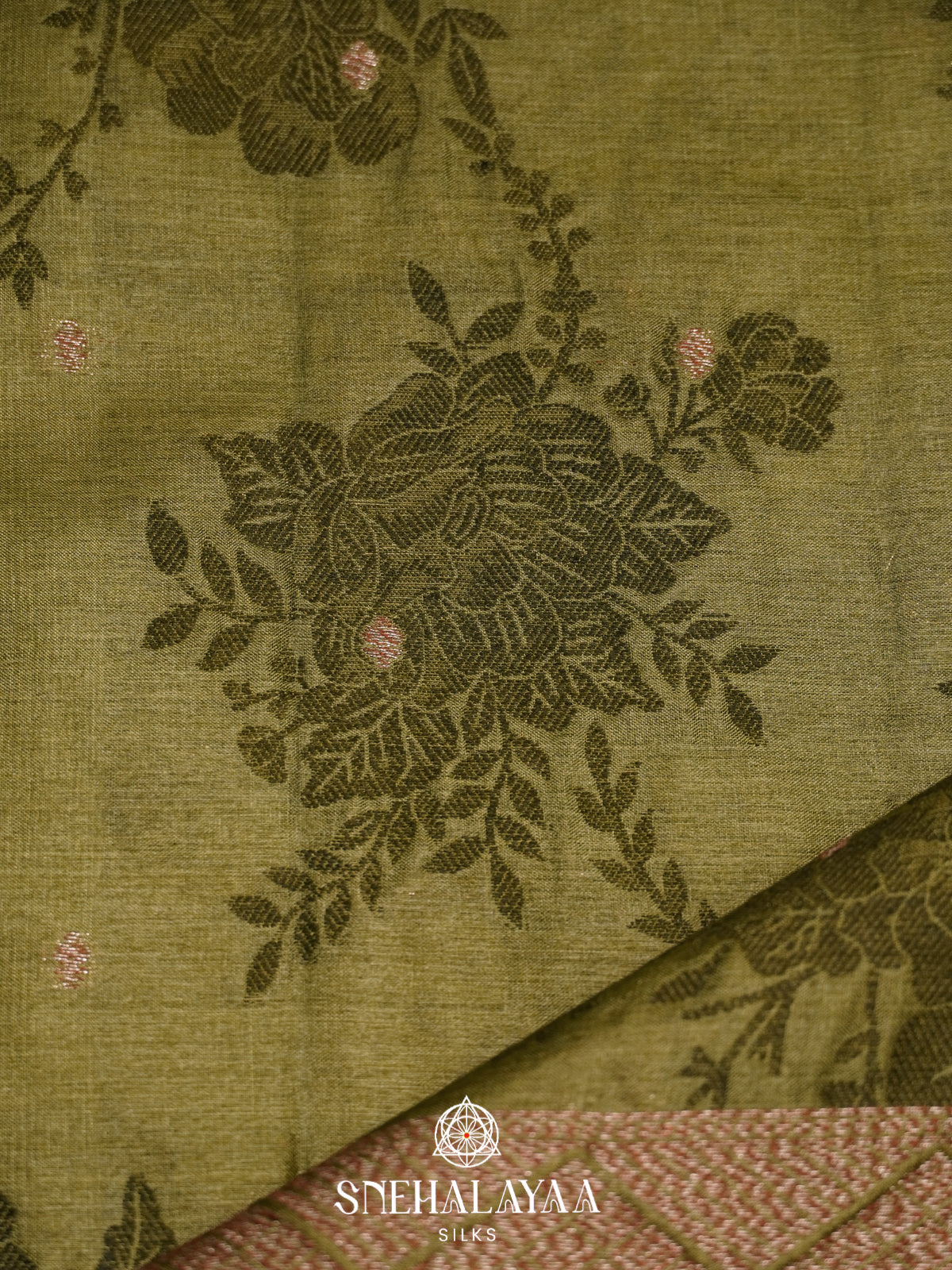 Olive Green Tussar Saree