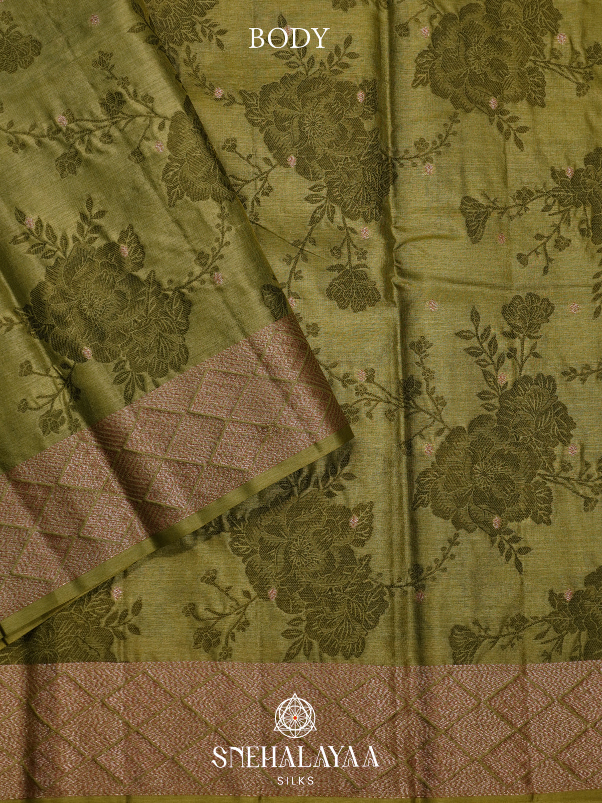 Olive Green Tussar Saree