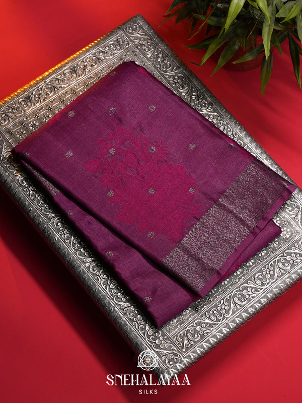 Magenta Tussar Saree