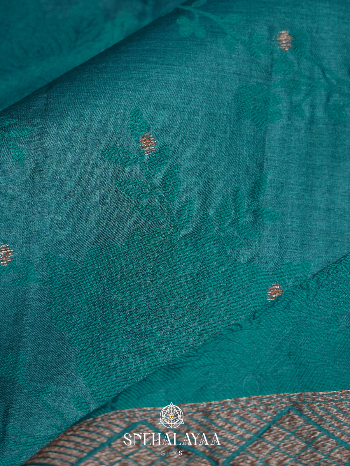 Teal Blue Tussar Saree