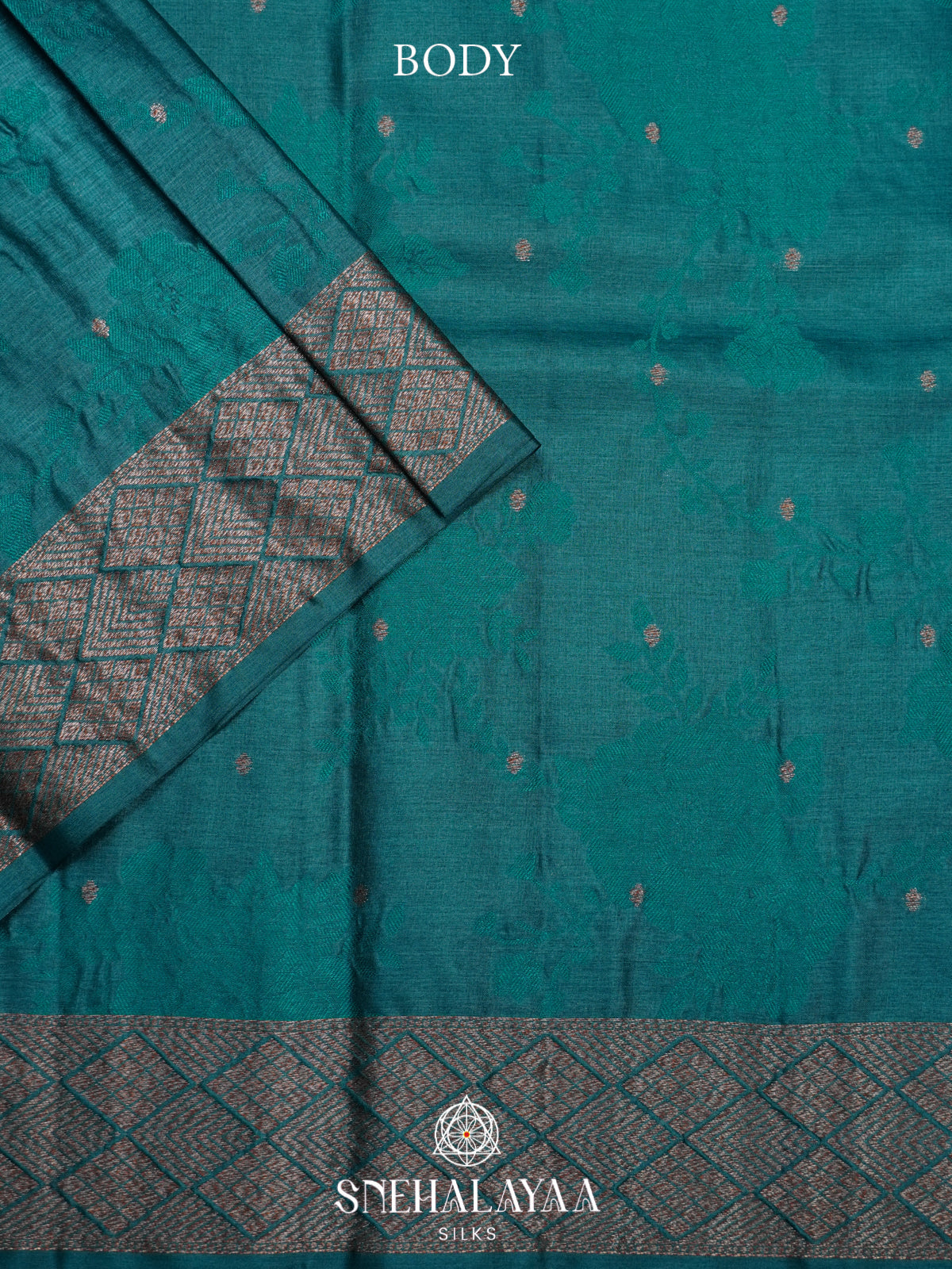 Teal Blue Tussar Saree