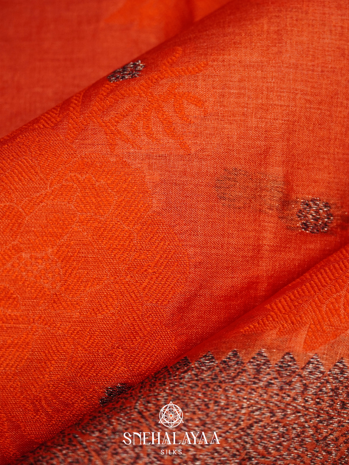 Rust Orange Tussar Saree