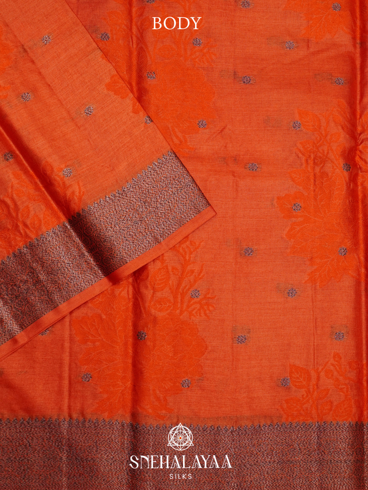 Rust Orange Tussar Saree
