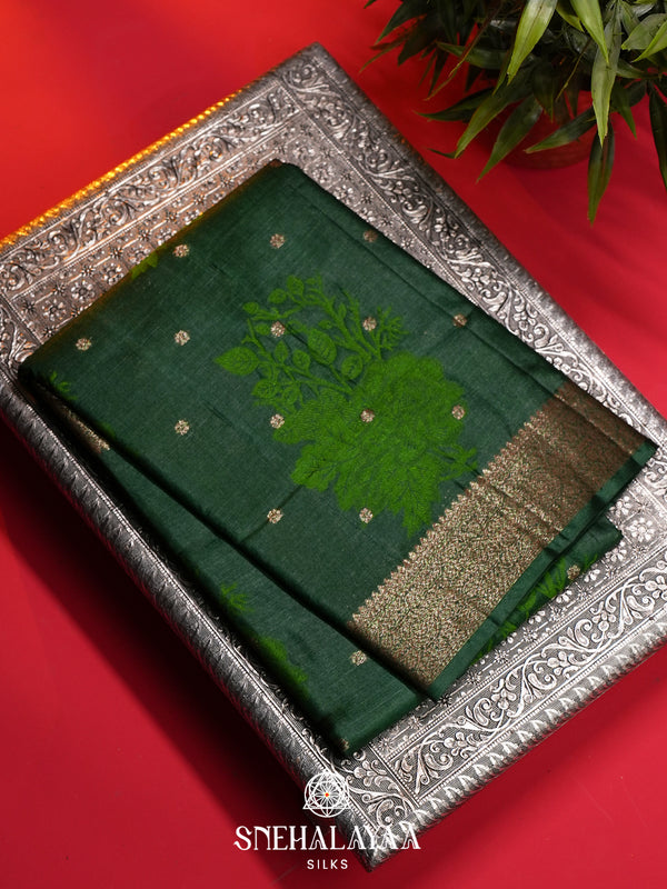 Forest Green Tussar Saree