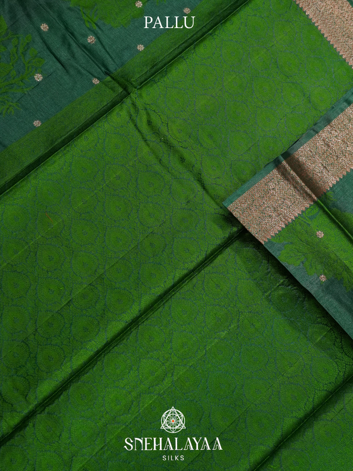 Forest Green Tussar Saree