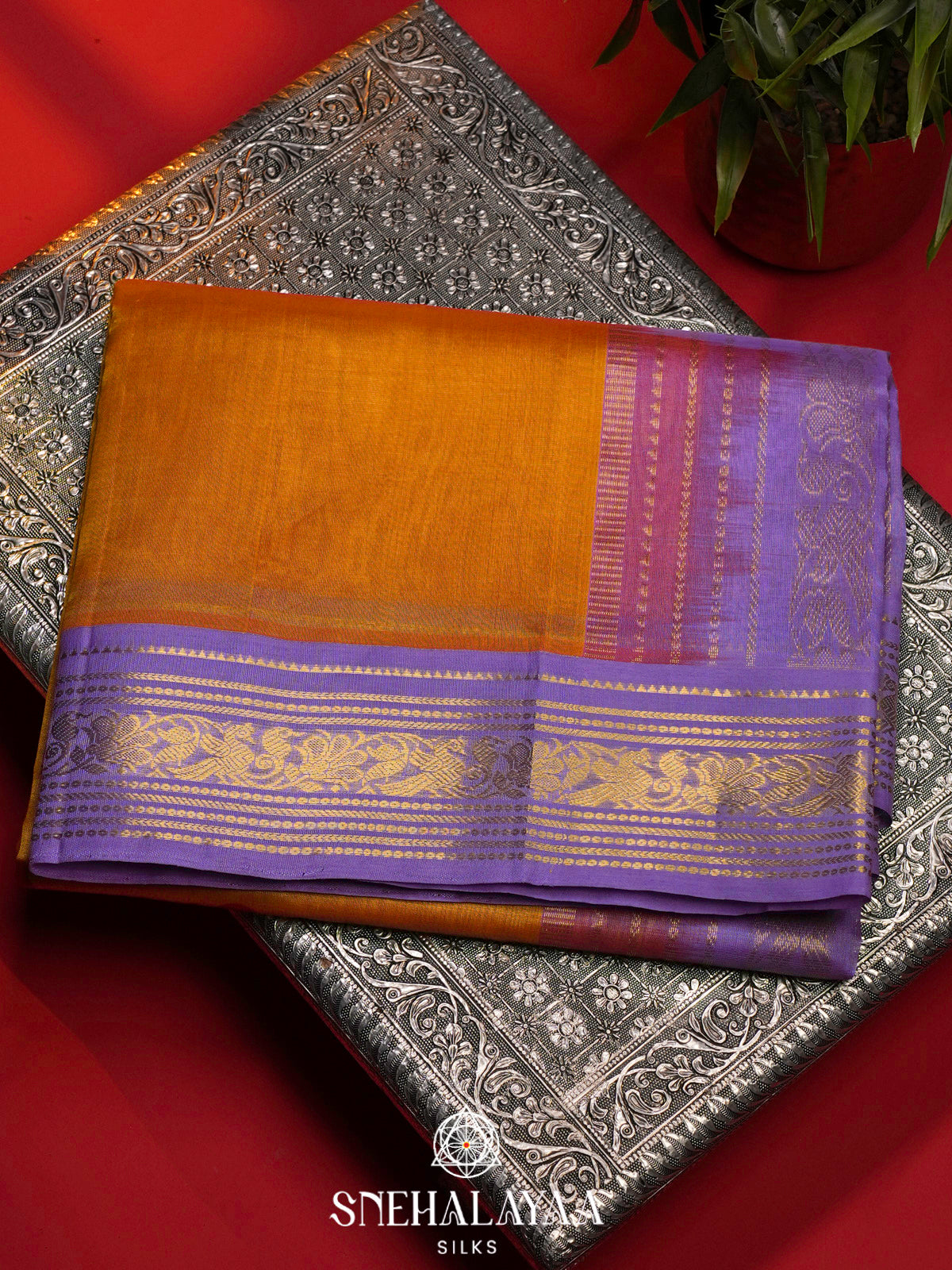 Orange Kanchi Silk Cotton Saree