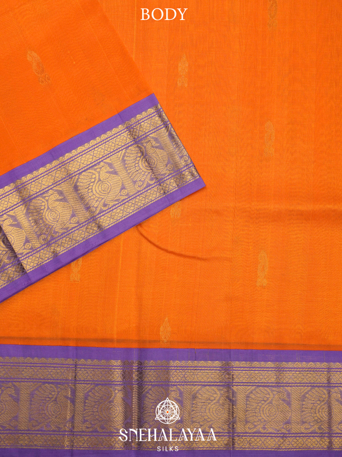 Orange Kanchi Silk Cotton Saree