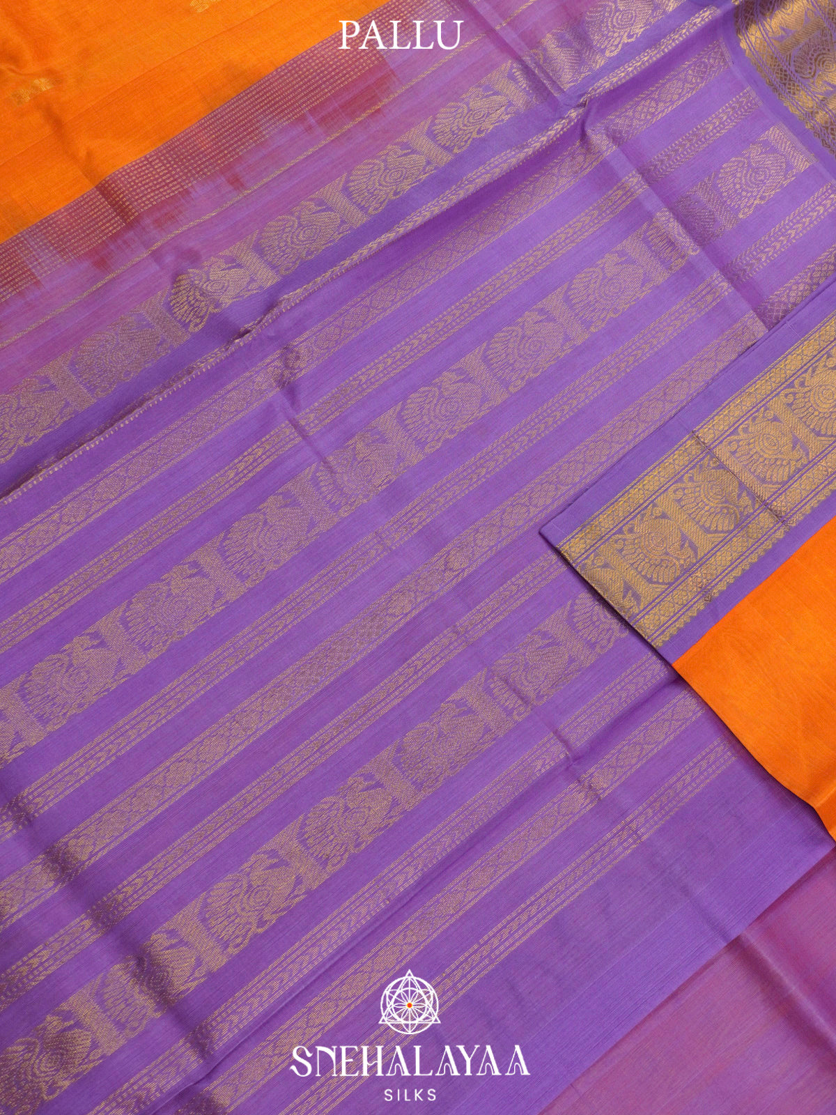 Orange Kanchi Silk Cotton Saree