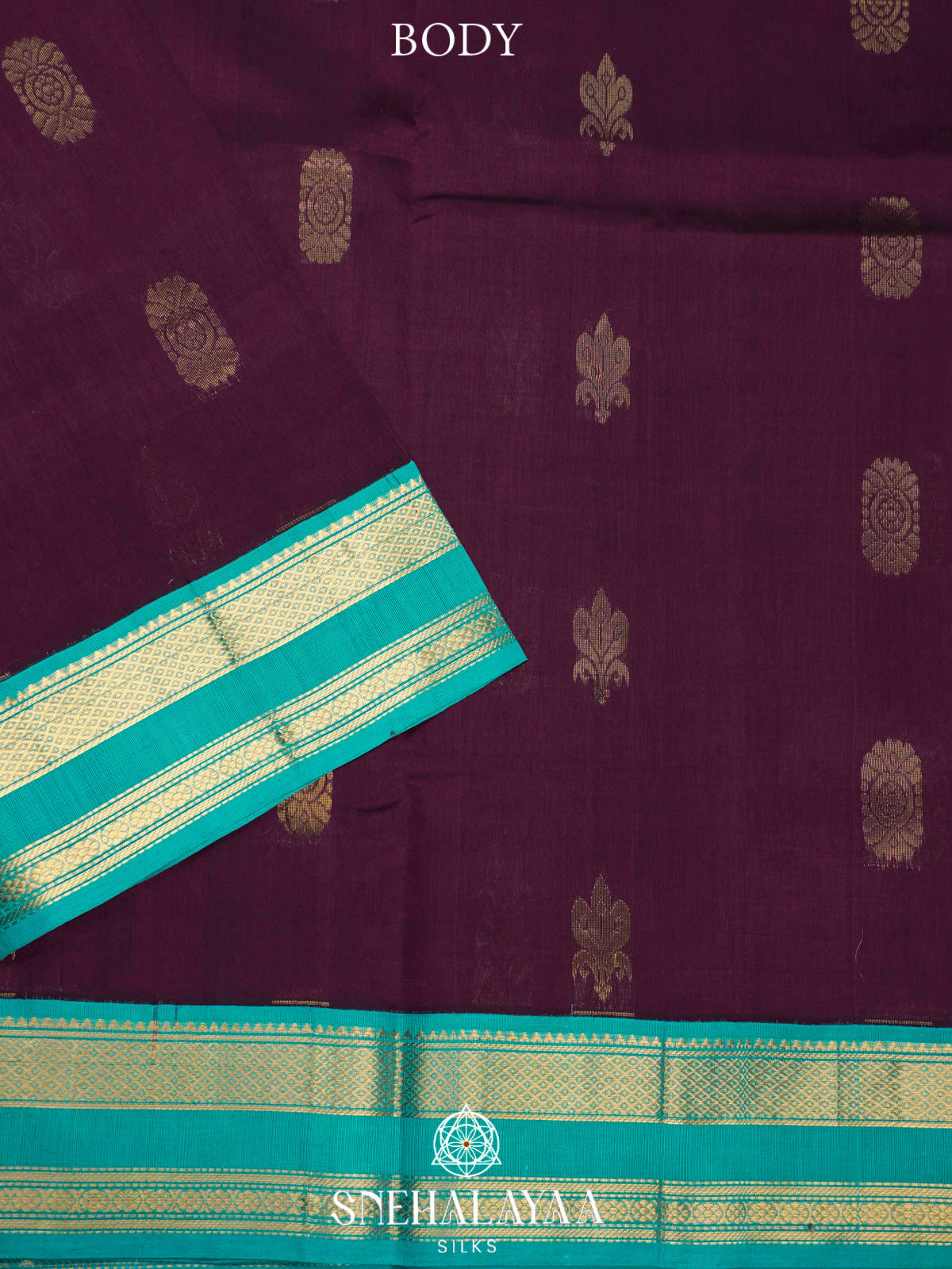 Wine Kanchi Silk Cotton Saree