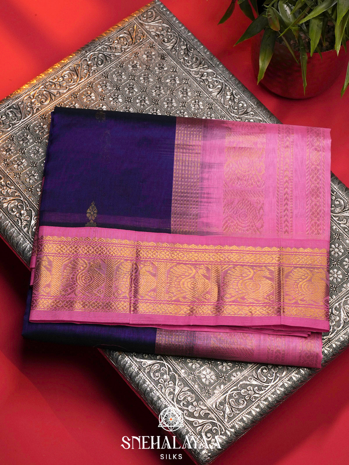 Purple Kanchi Silk Cotton Saree