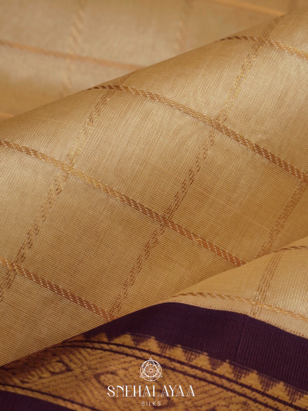 Beige Gold Kanchi Silk Cotton Saree