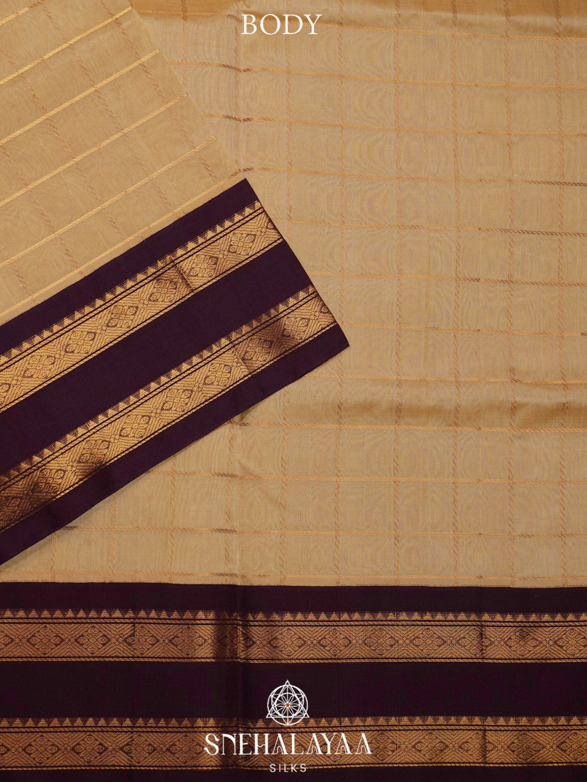 Beige Gold Kanchi Silk Cotton Saree