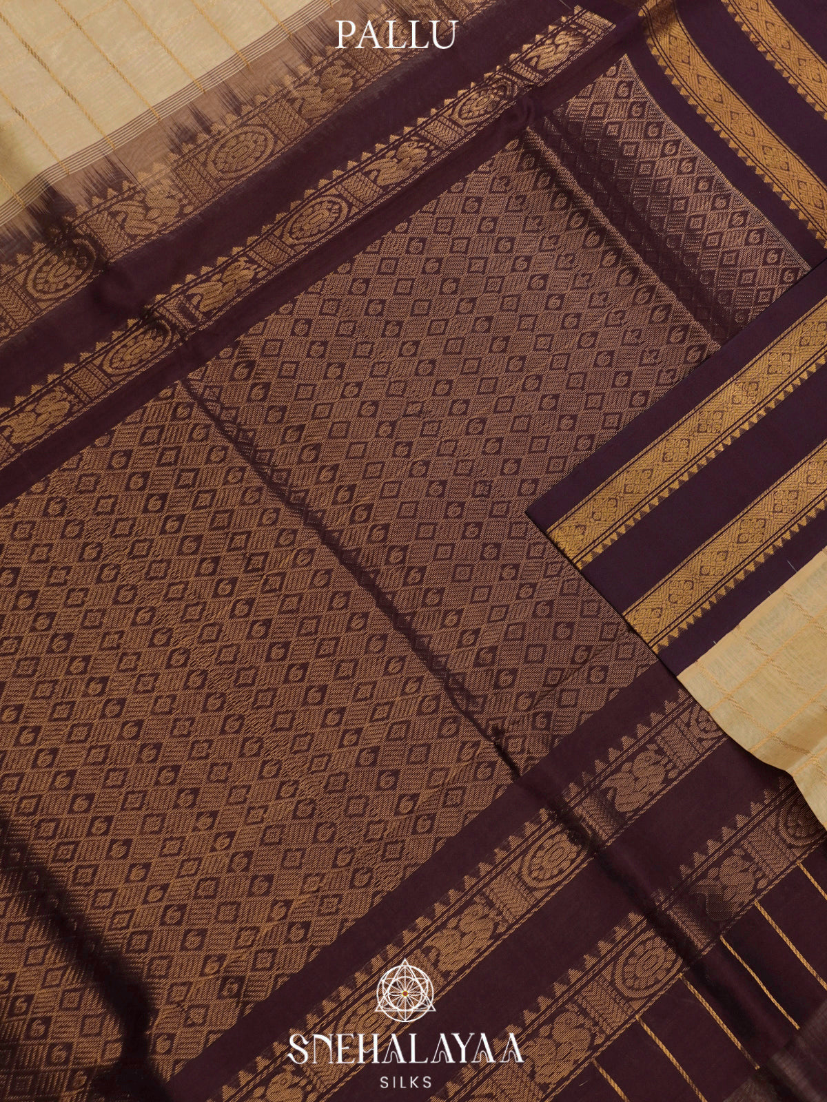 Beige Gold Kanchi Silk Cotton Saree