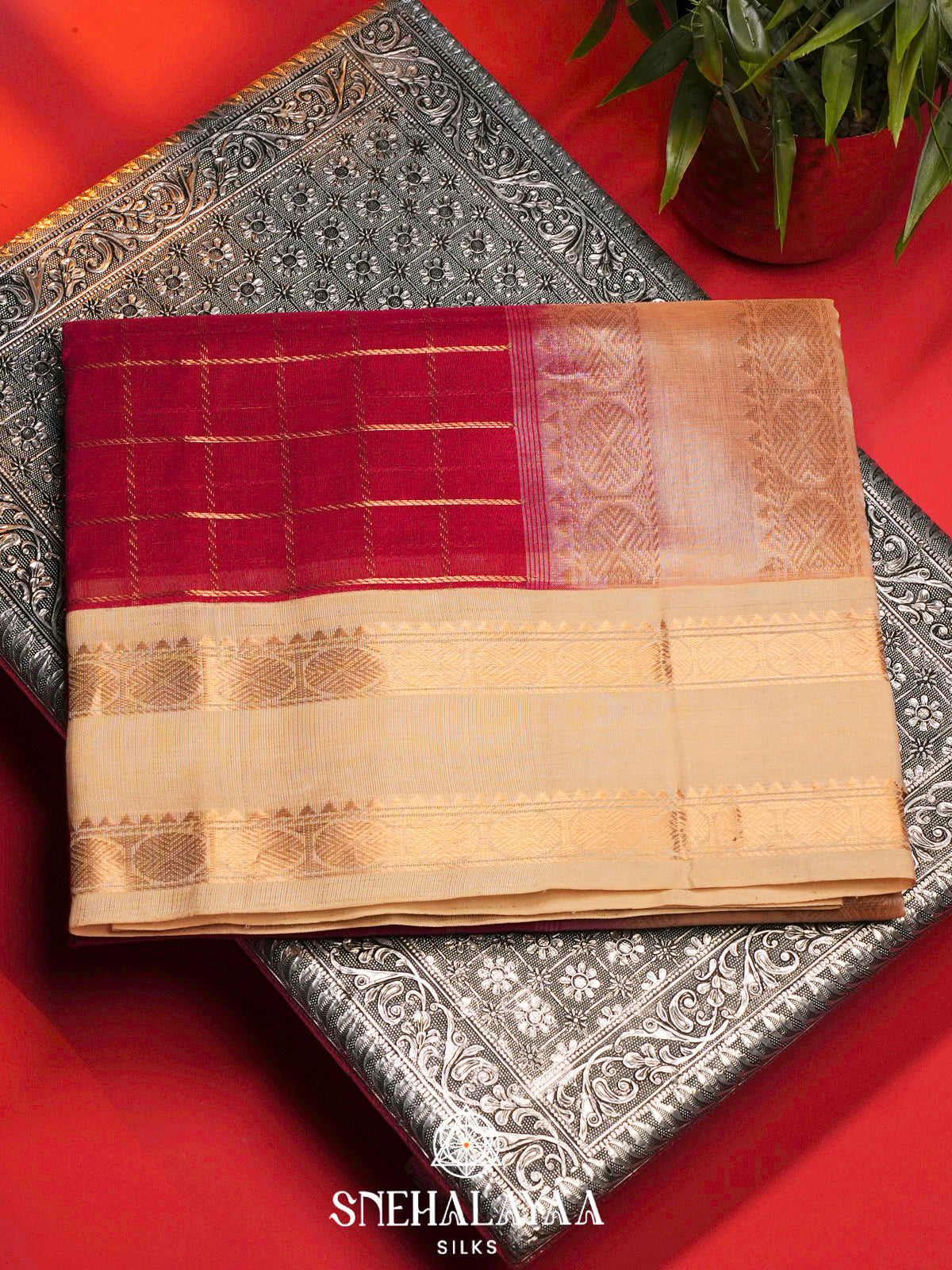 Red Kanchi Silk Cotton Saree