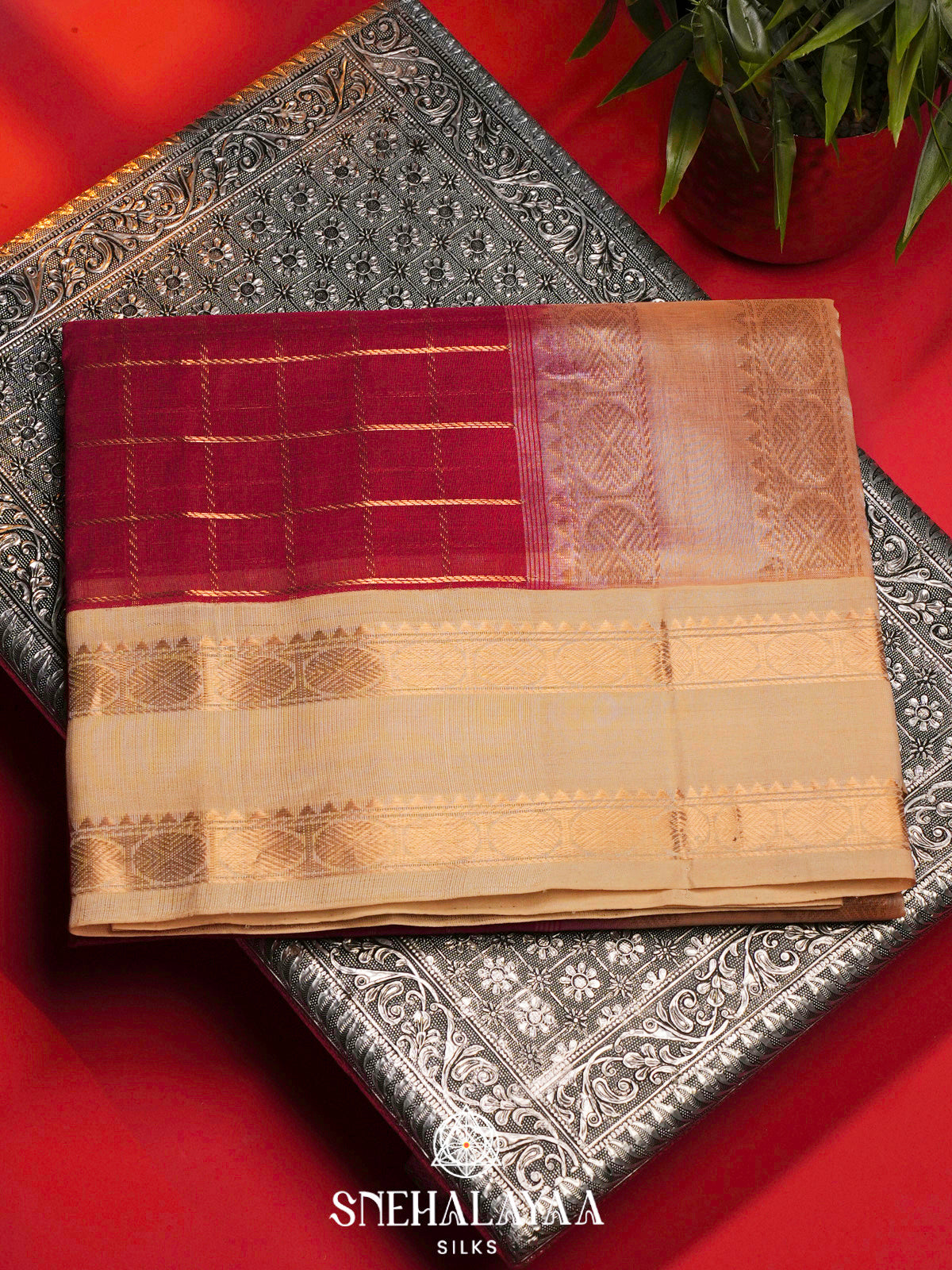 Red Kanchi Silk Cotton Saree