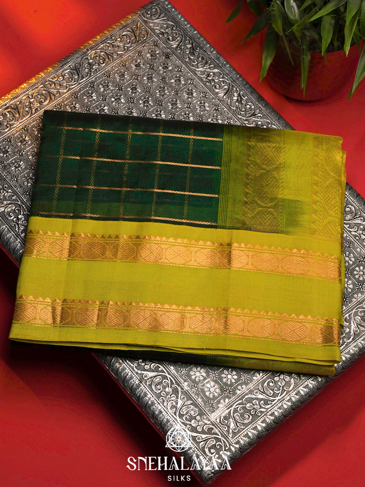 Emerald Green Kanchi Silk Cotton Saree