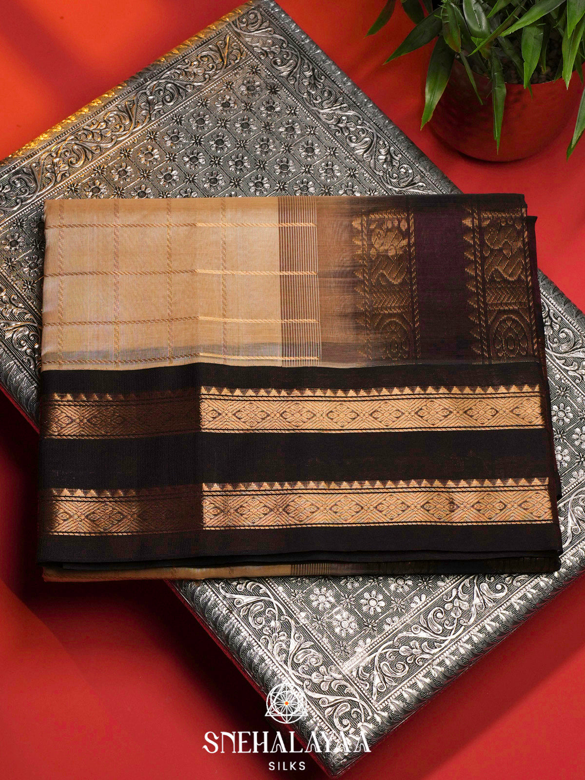 Cream Kanchi Silk Cotton Saree