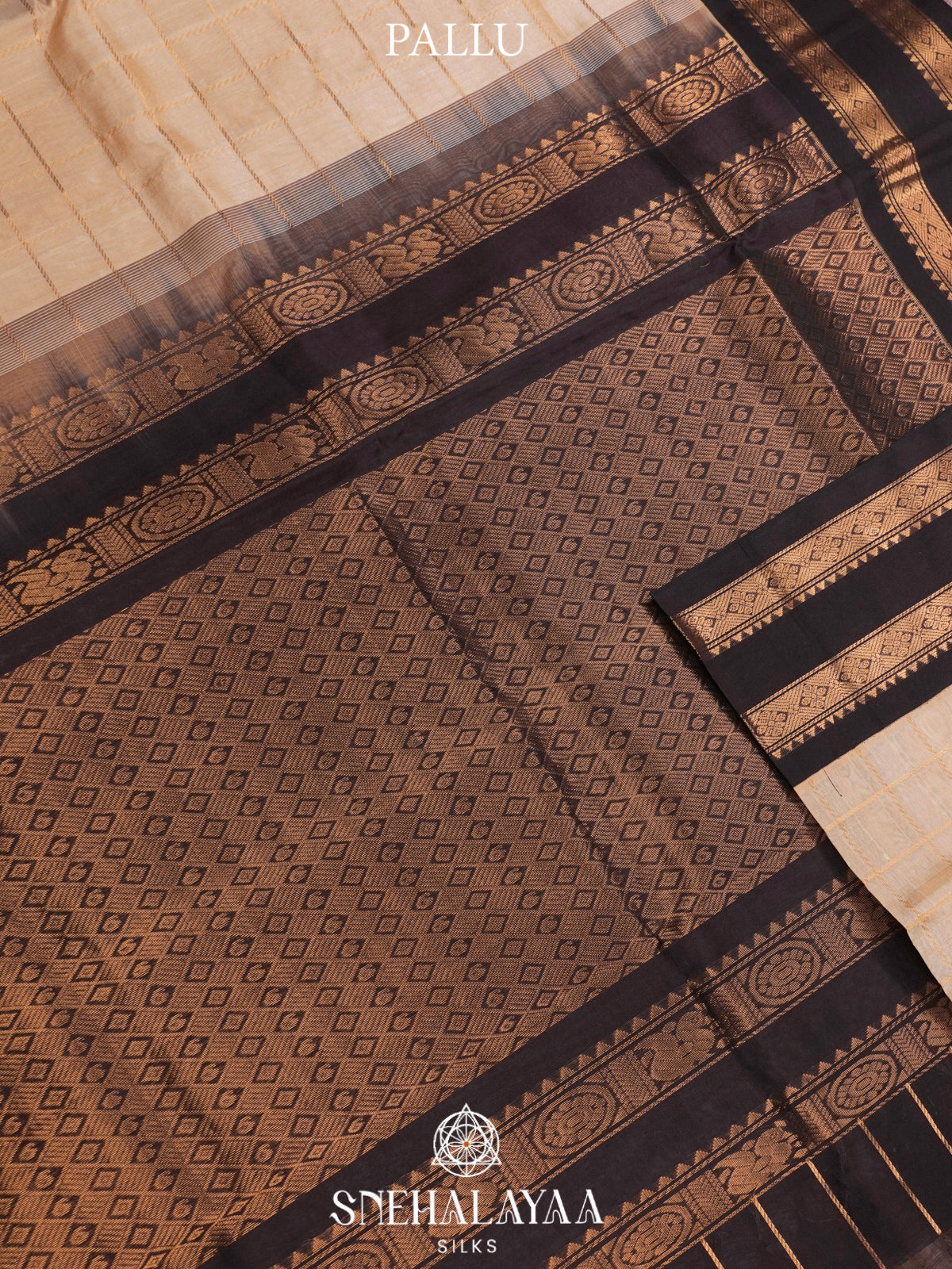Cream Kanchi Silk Cotton Saree