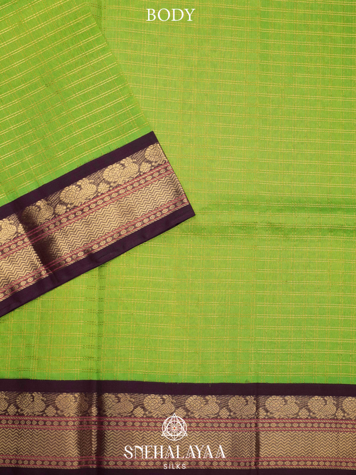 Lime Green Kanchi Silk Cotton Saree