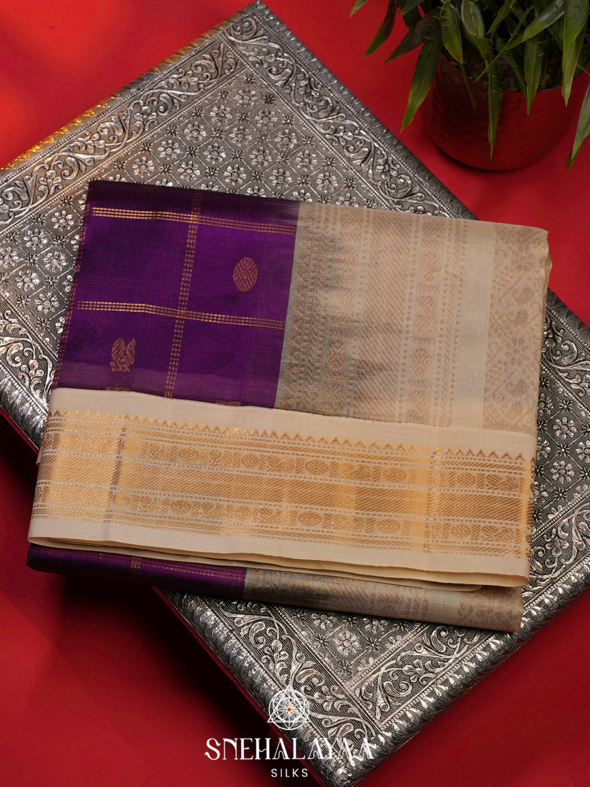 Purple Kanchi Silk Cotton Saree
