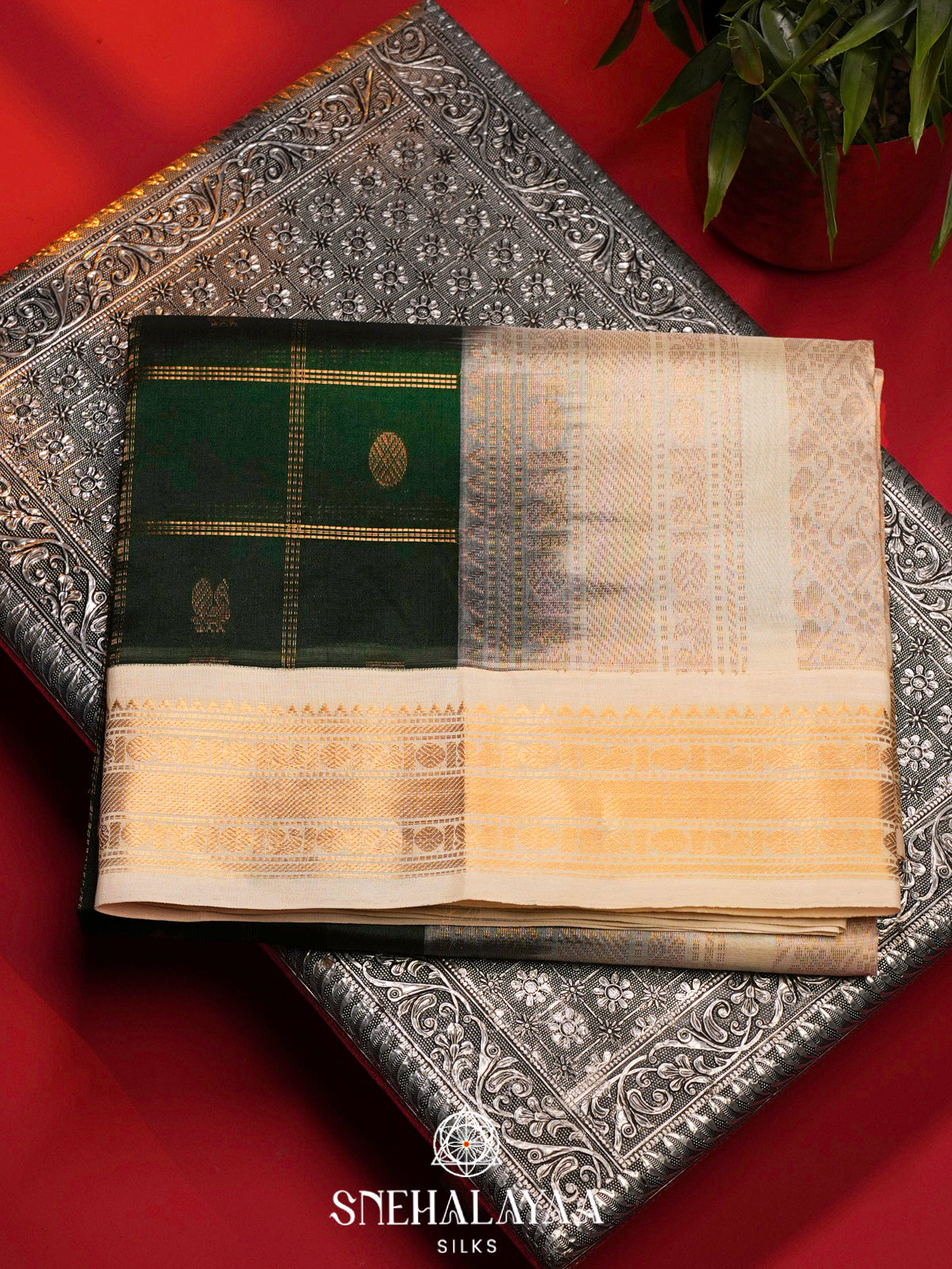 Forest Green Kanchi Silk Cotton Saree