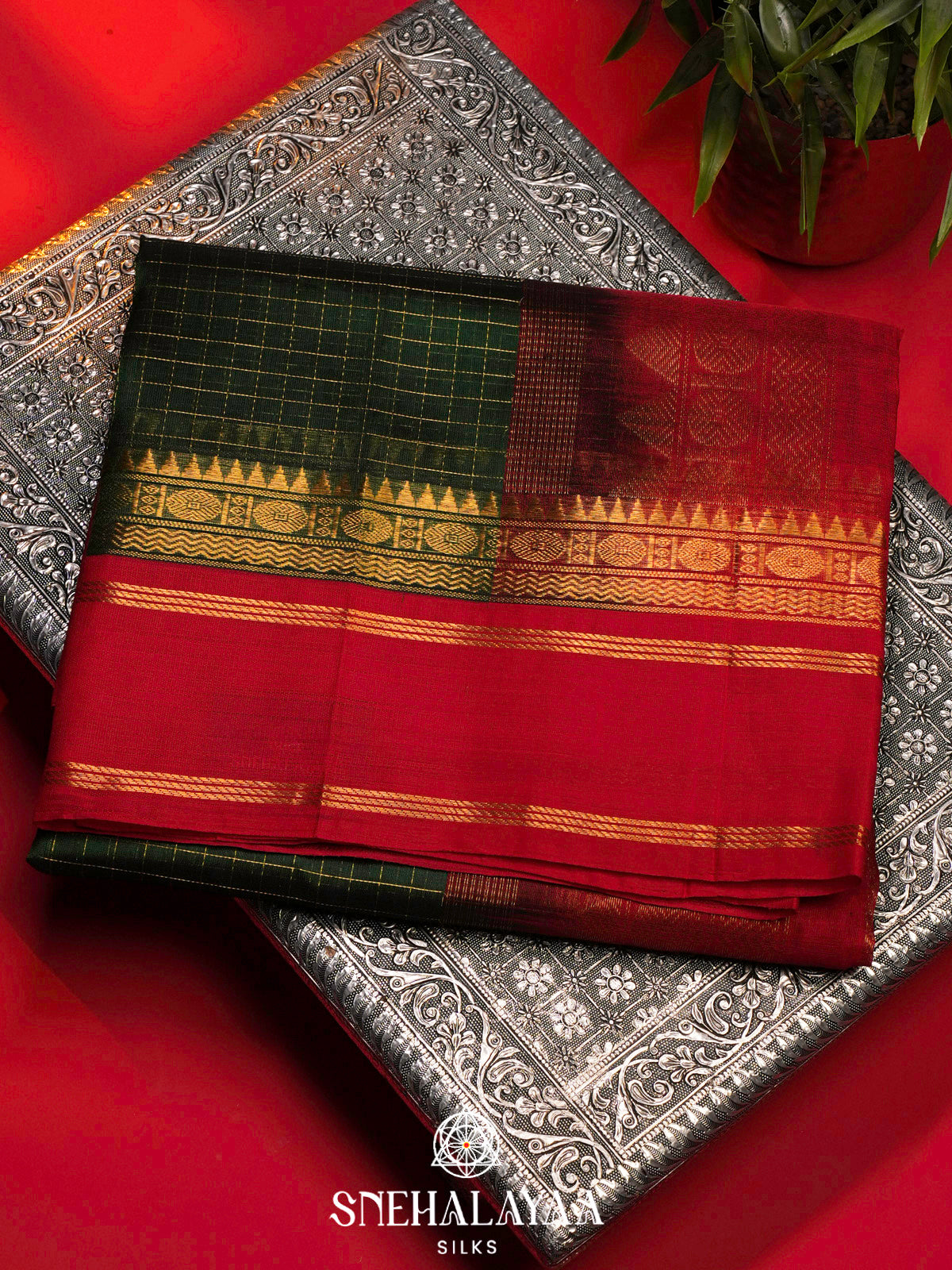 Forest Green Kanchi Silk Cotton Saree