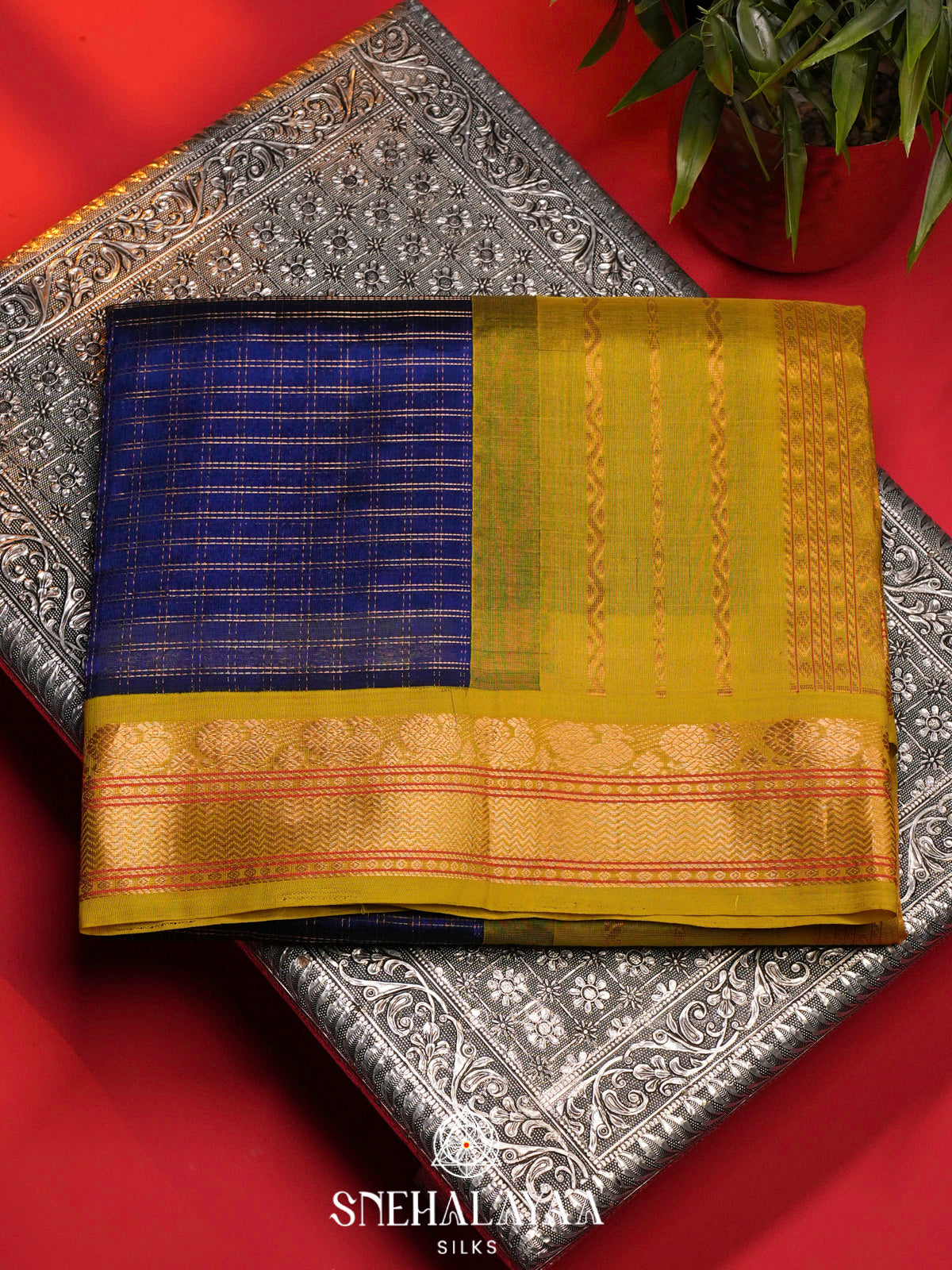 Ink Blue Kanchi Silk Cotton Saree