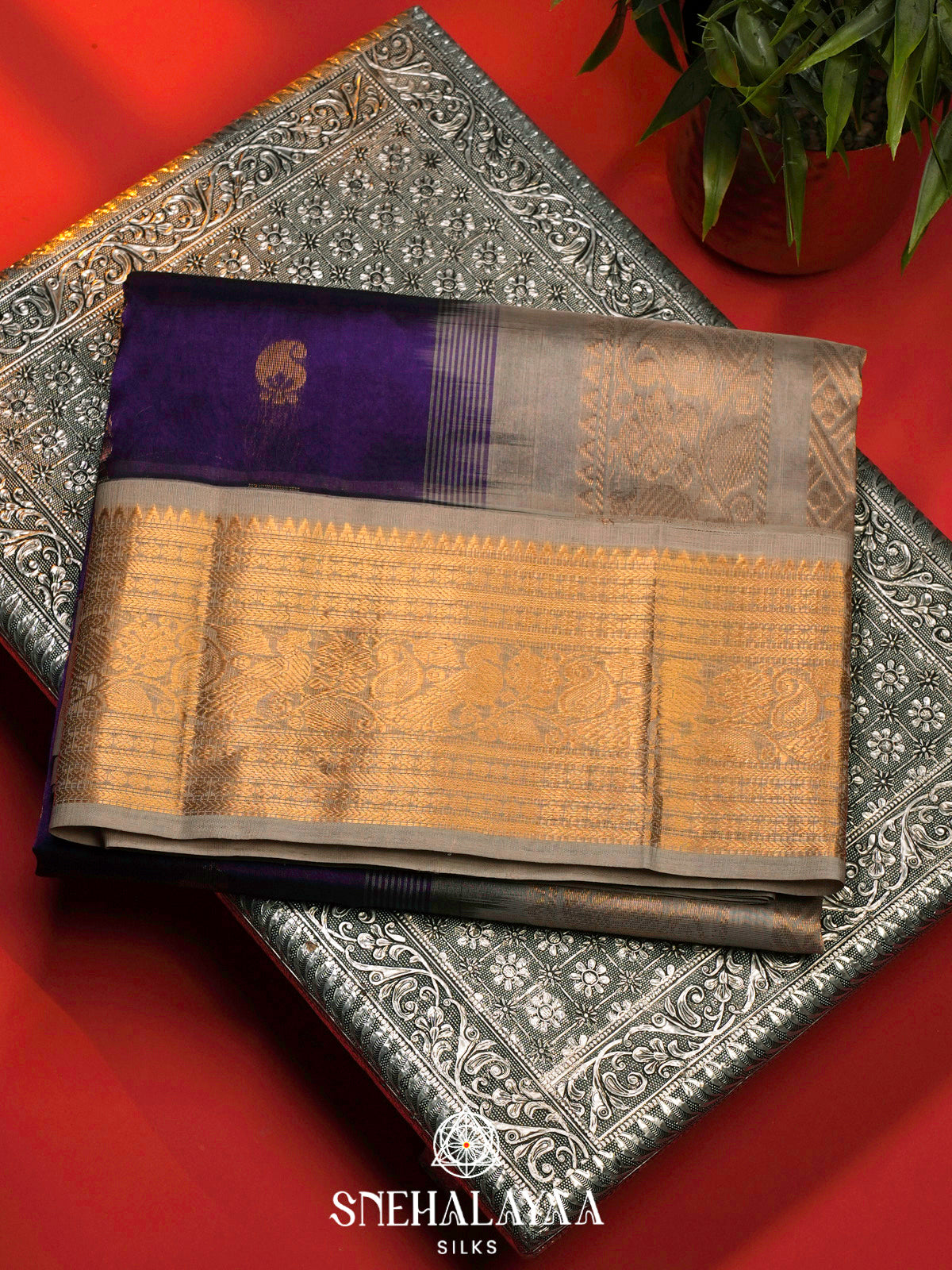 Purple Kanchi Silk Cotton Saree