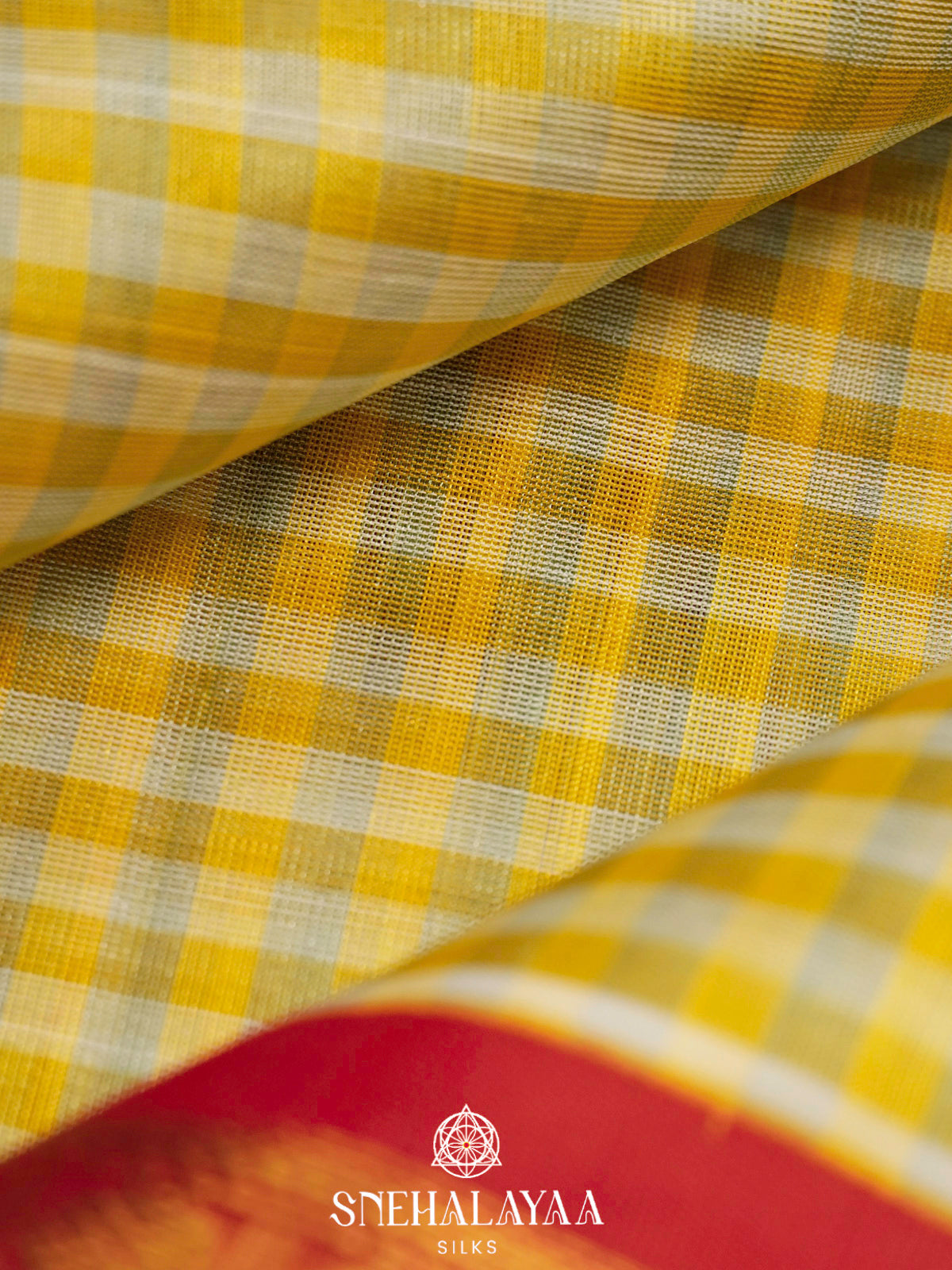 Yellow Checks Kanchi Silk Cotton Saree