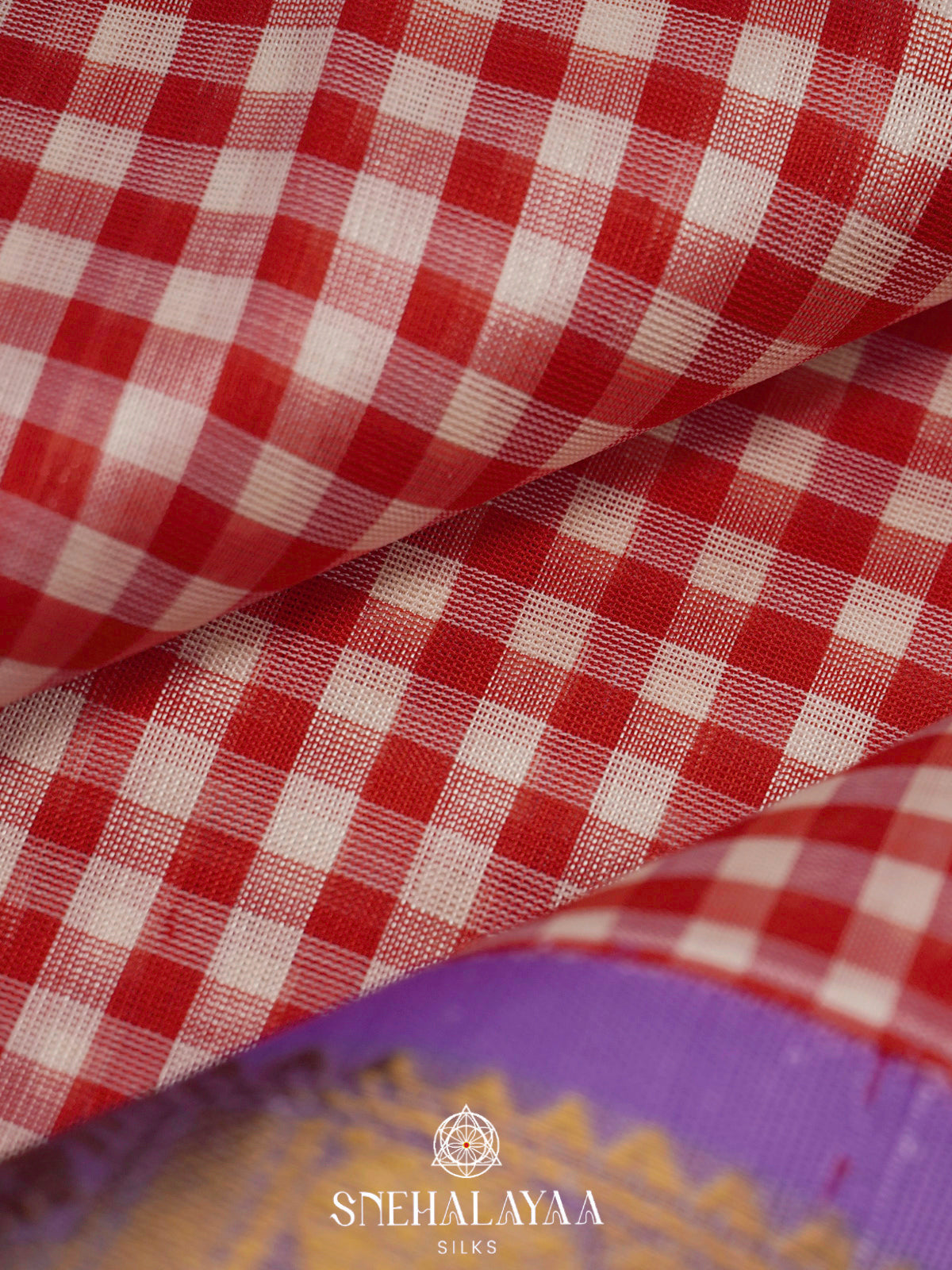 Red Checks Kanchi Silk Cotton Saree