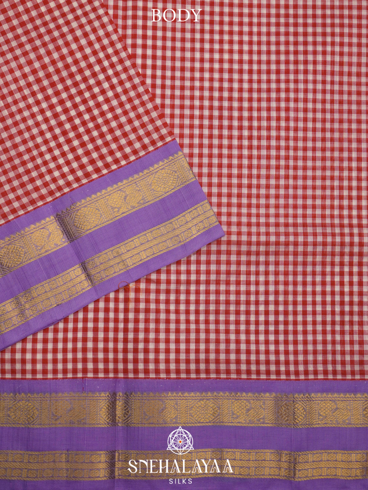 Red Checks Kanchi Silk Cotton Saree
