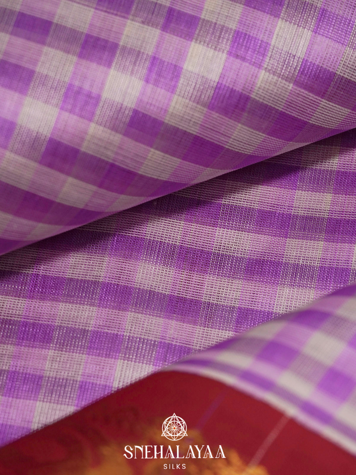 Lavender Checks Kanchi Silk Cotton Saree