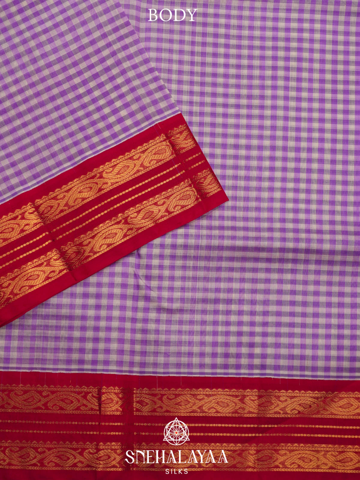 Lavender Checks Kanchi Silk Cotton Saree