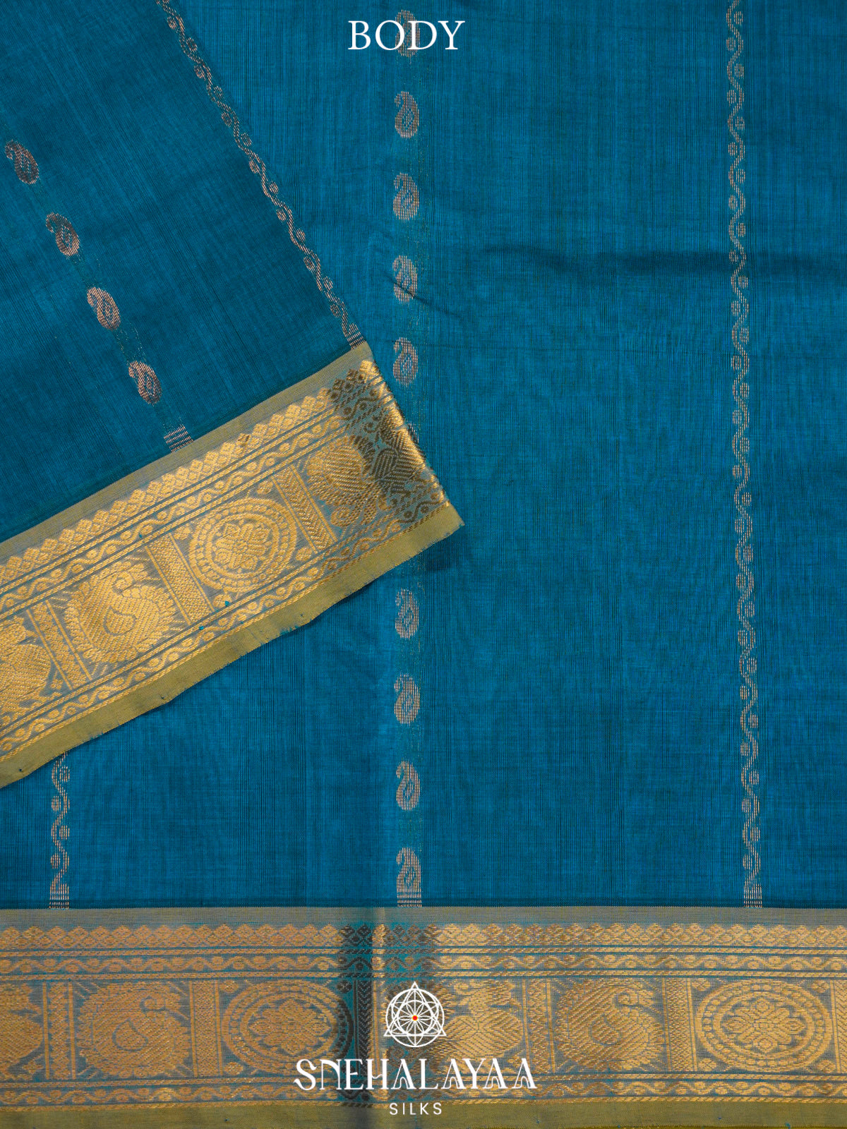 Peacock Blue Kanchi Silk Cotton Saree