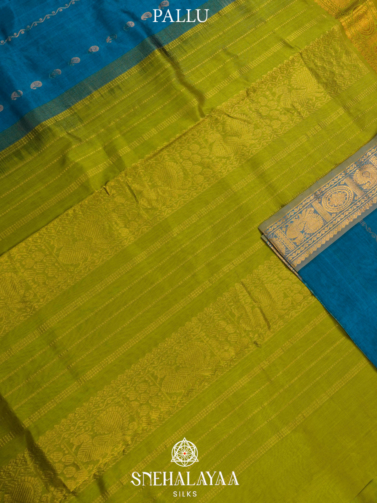 Peacock Blue Kanchi Silk Cotton Saree