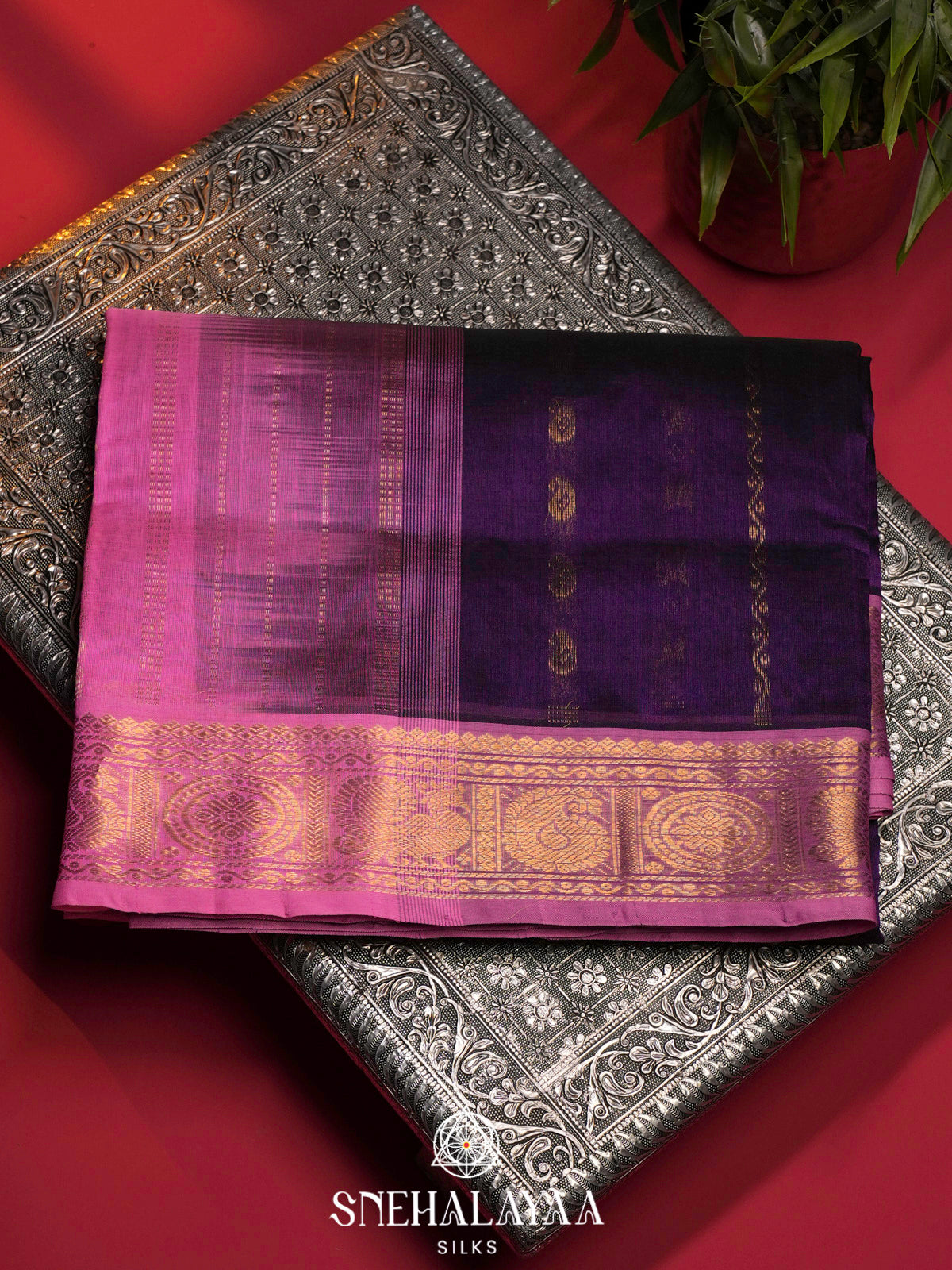 Purple Kanchi Silk Cotton Saree