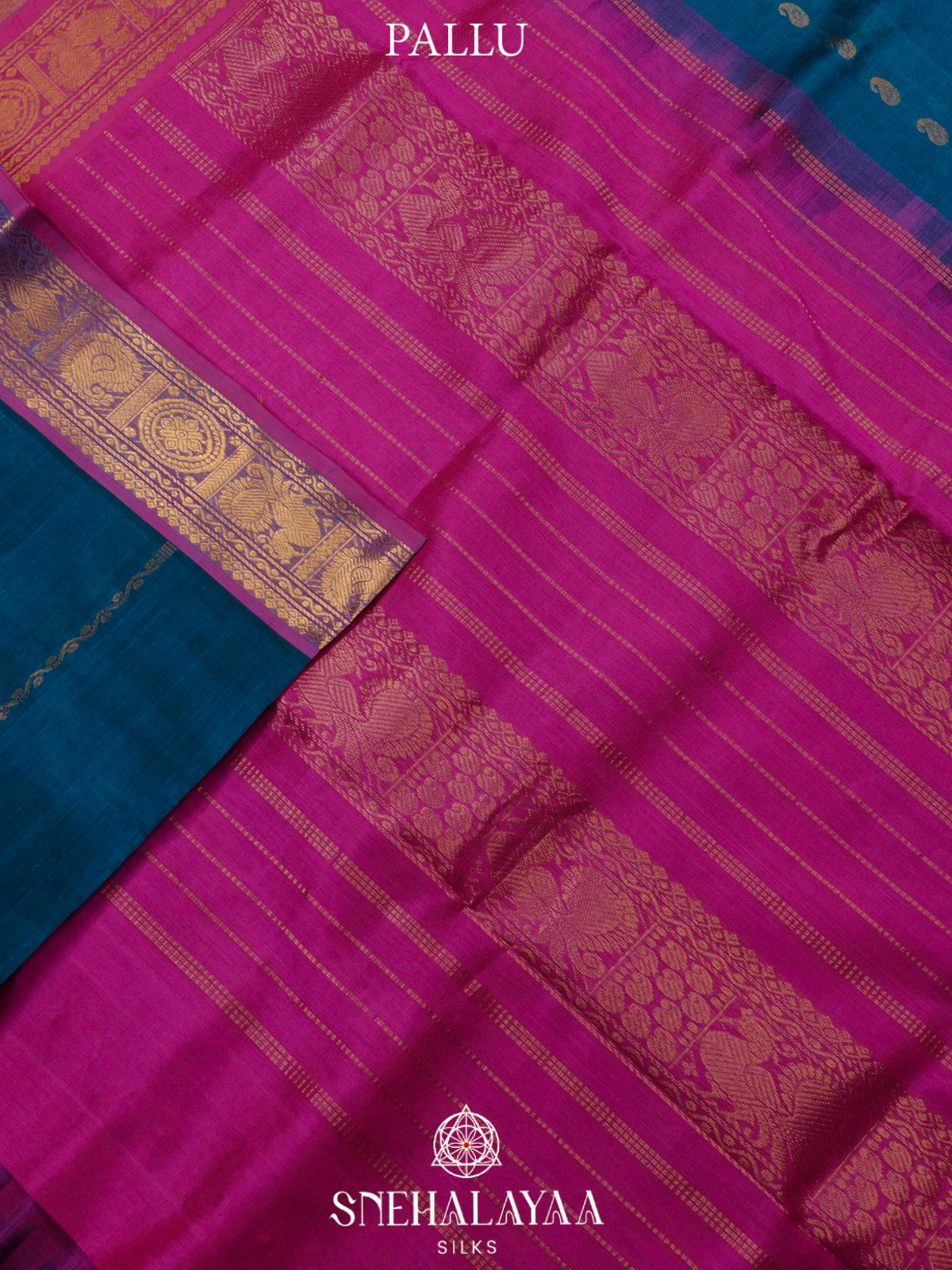 Peacock Blue Kanchi Silk Cotton Saree