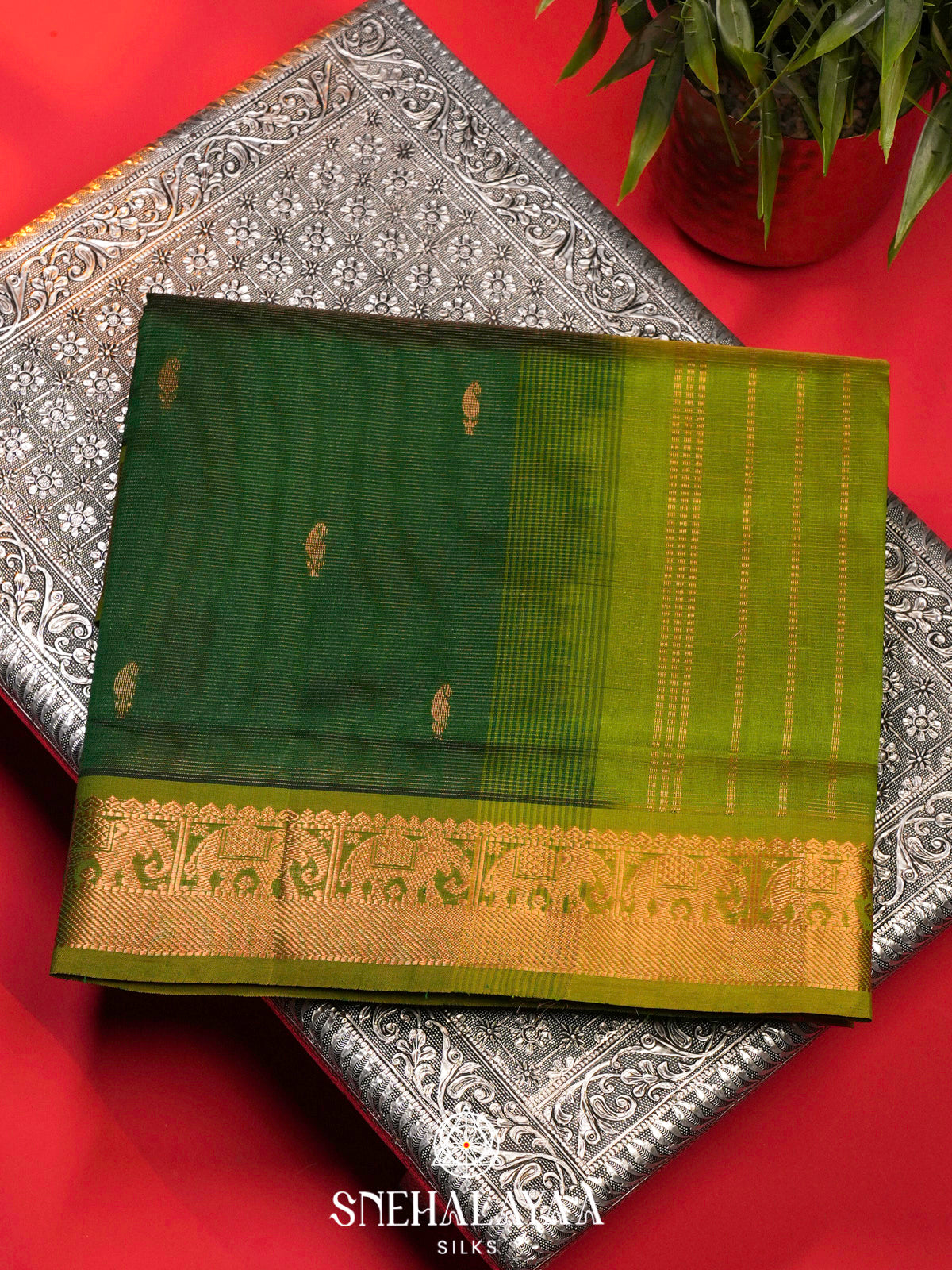 Emerald Green Kanchi Silk Cotton Saree