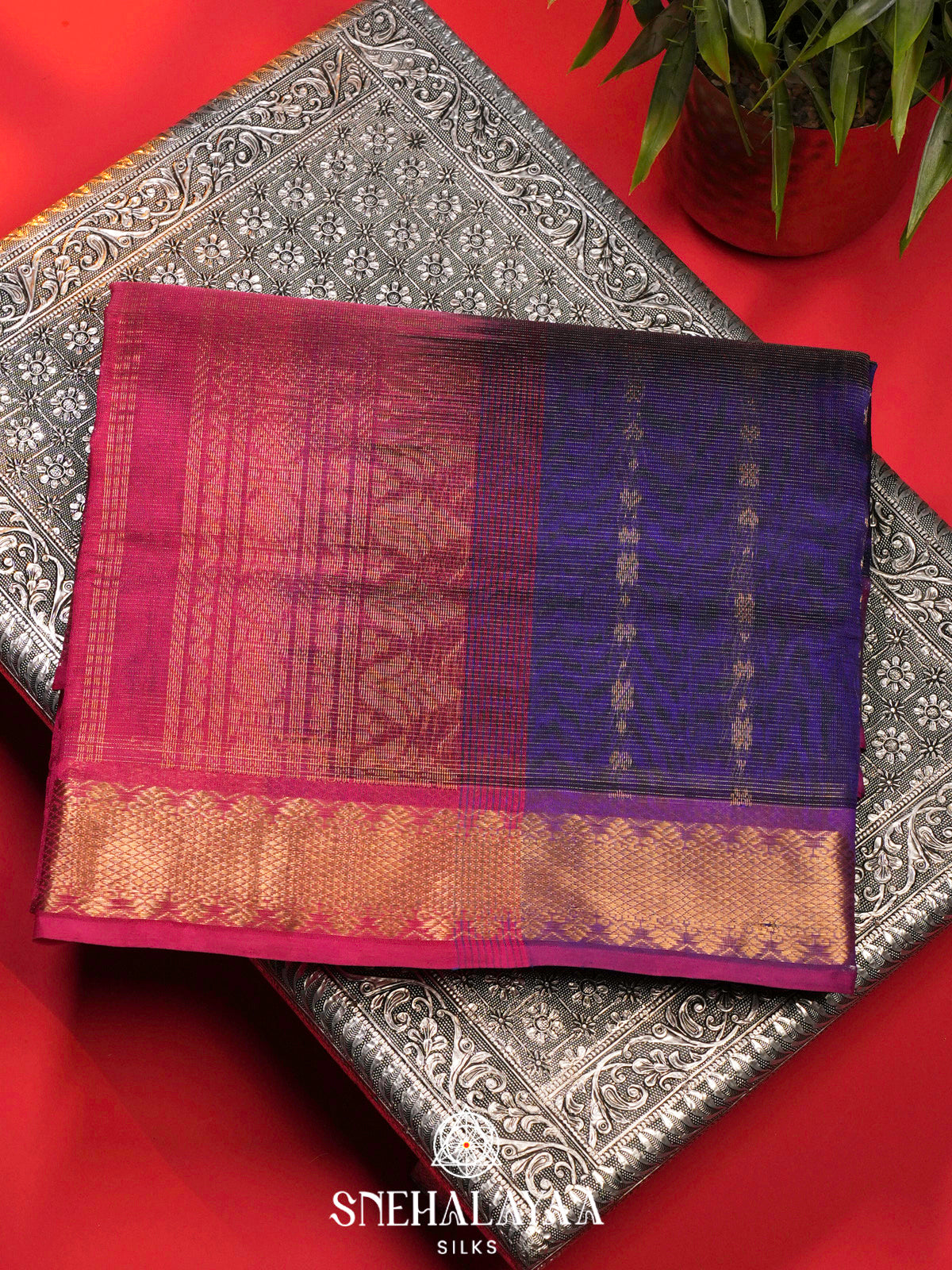 Purple Kanchi Silk Cotton Saree