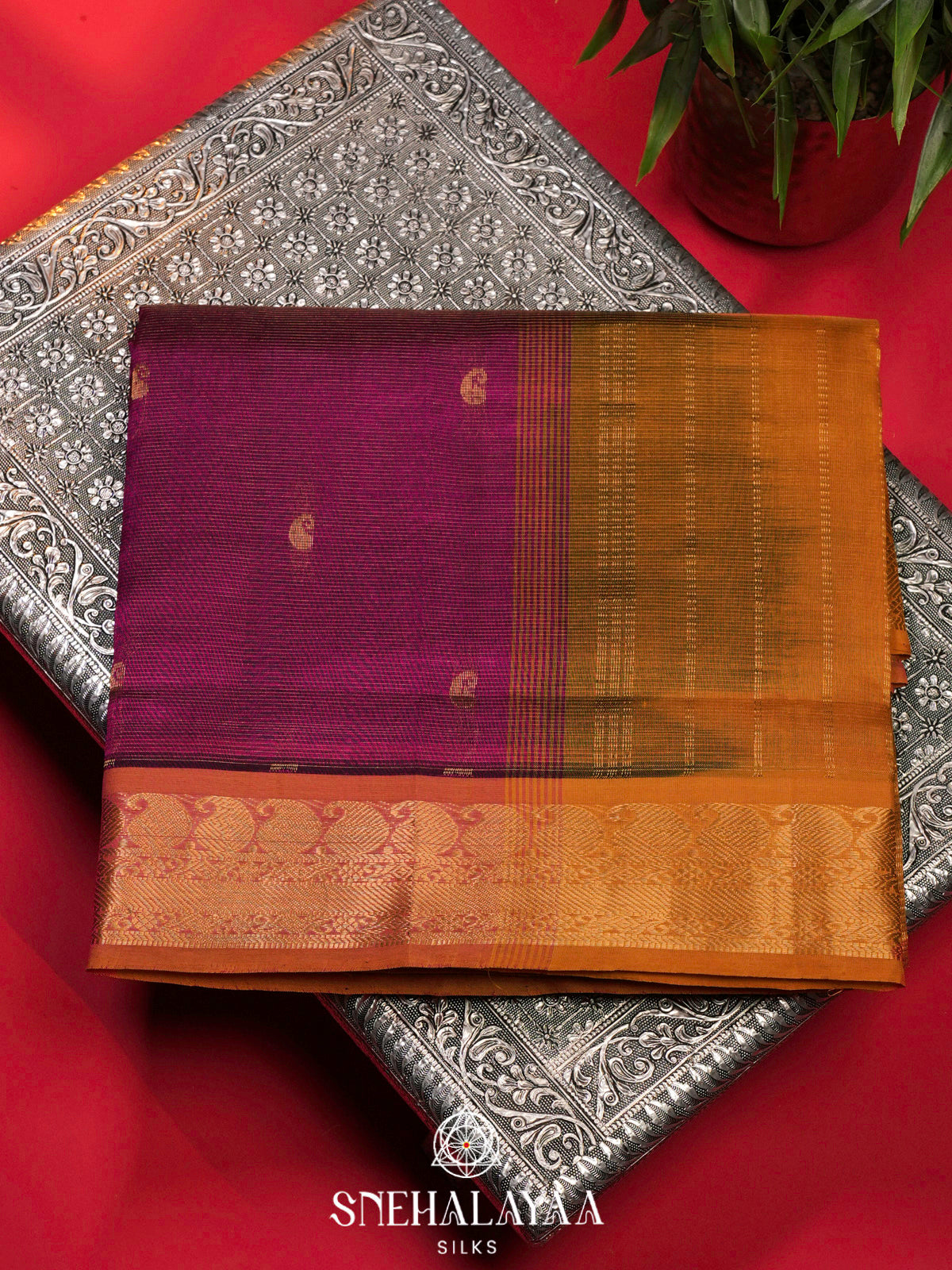 Wine Red Kanchi Silk Cotton Saree